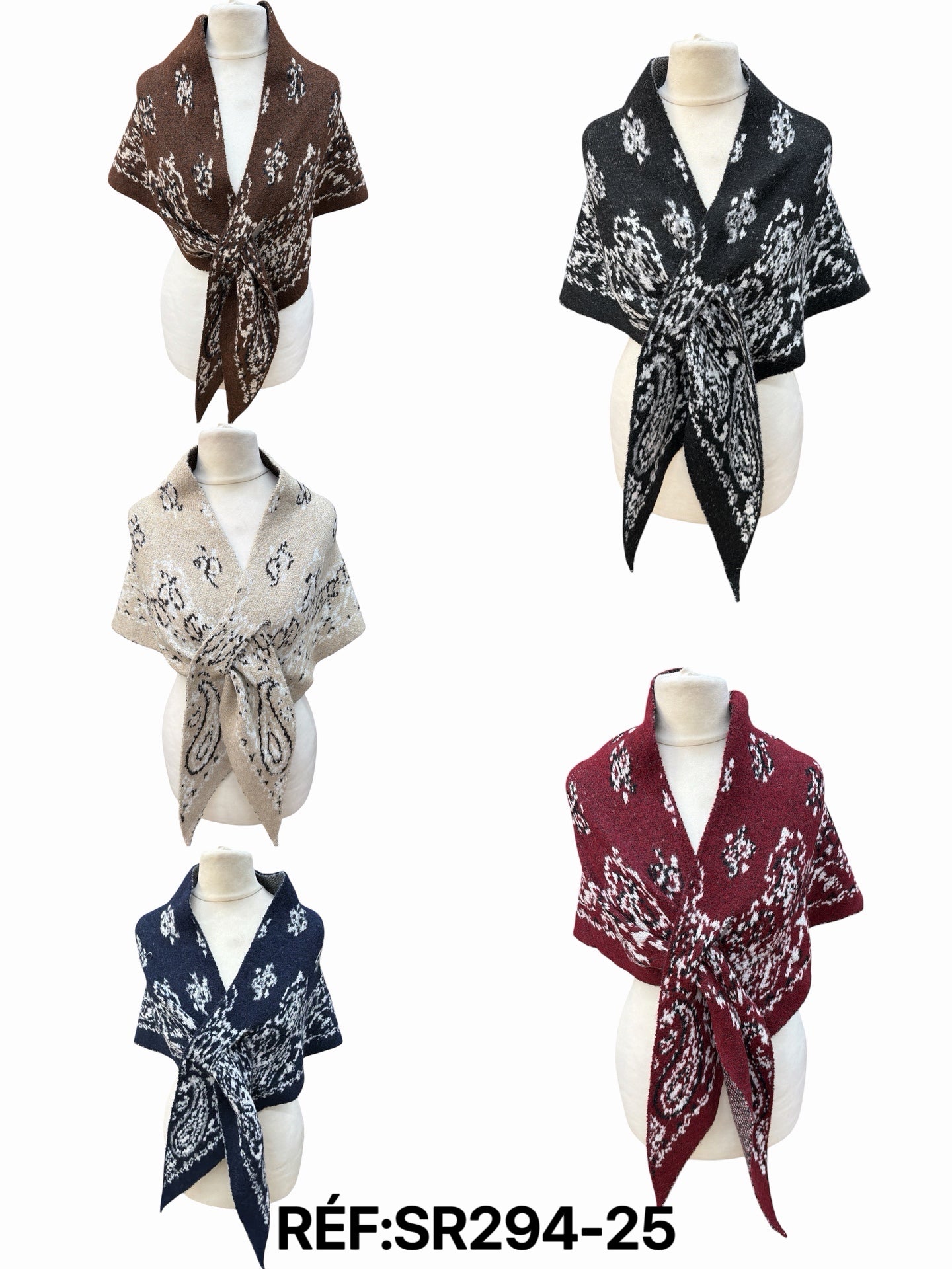 Foulard triangle motif cachemire paisley, châle poncho femme automne‑hiver（x6)#22
