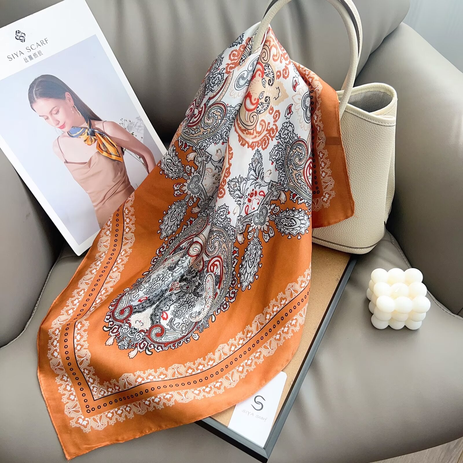 Foulard Carré touche soie 70cmx70cm (x12)#4