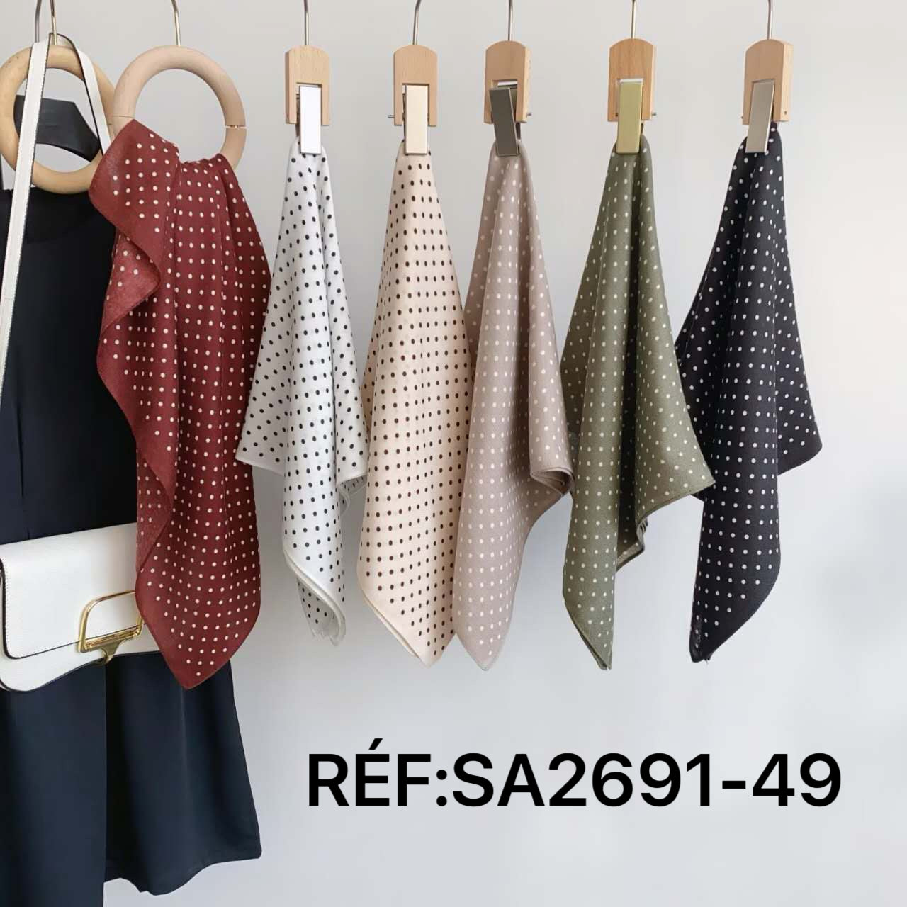 Foulard carré  à motifs  Motif petits pois (x12)#49