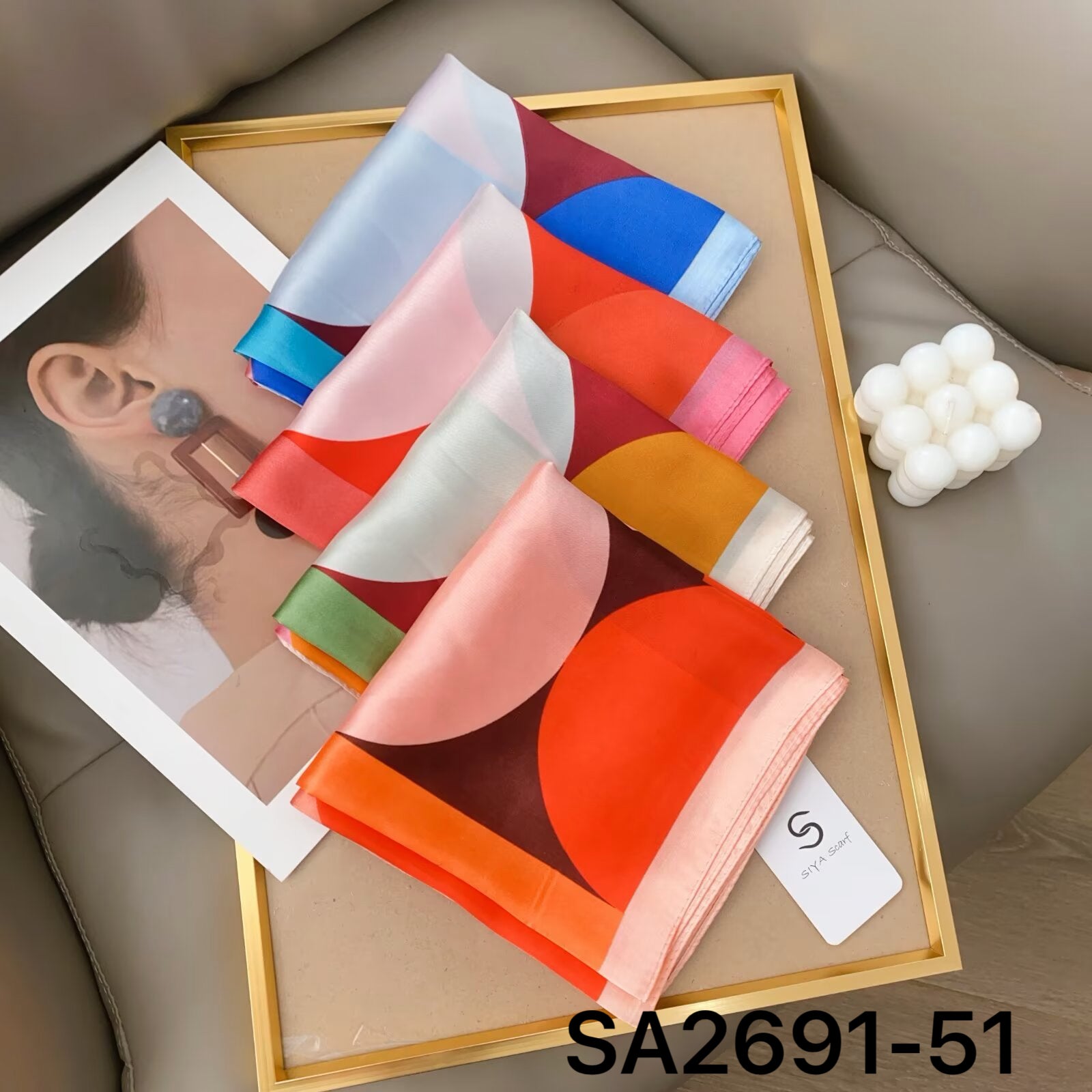 Foulard Carré touche soie 70cmx70cm (x12)#51