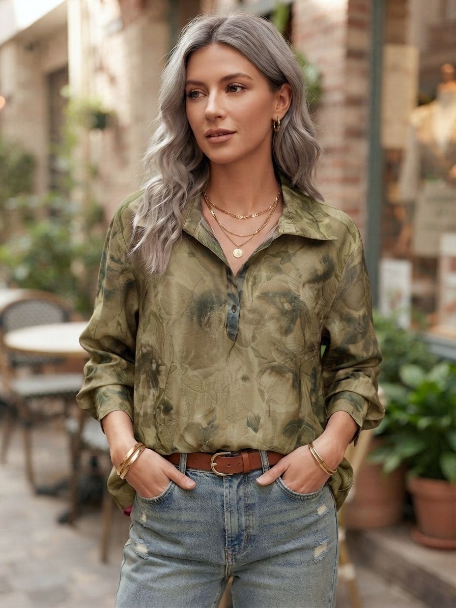 Blouse ample en tissu métallisé  Tissu doré brillant à l'aspect lamé(x6)