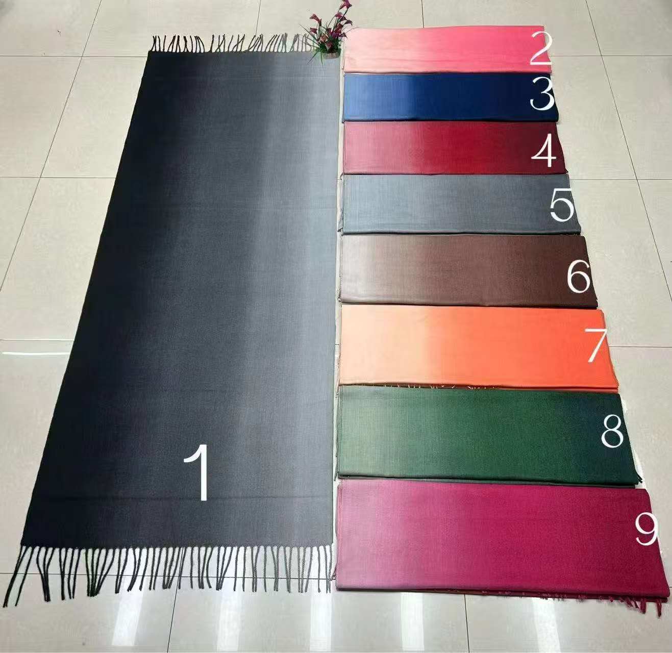 Écharpe longue unie à franges pour femme(x12)#58