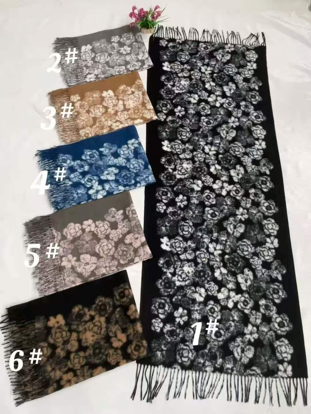 Écharpe longue florale à franges pour femme(x12)