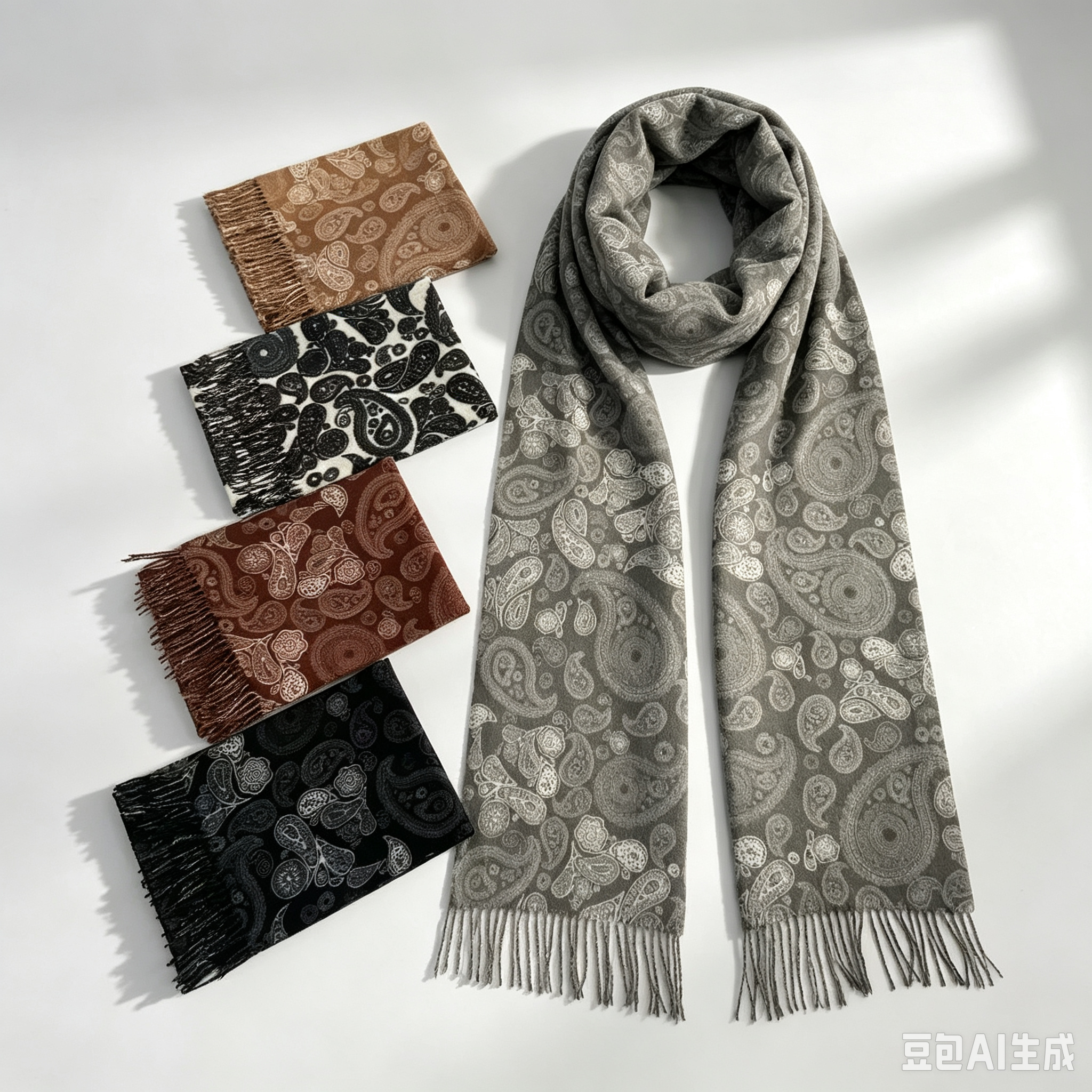 Écharpe longue paisley à franges pour femme (x12)#60