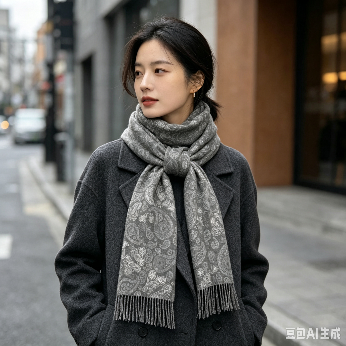 Écharpe longue paisley à franges pour femme (x12)#60