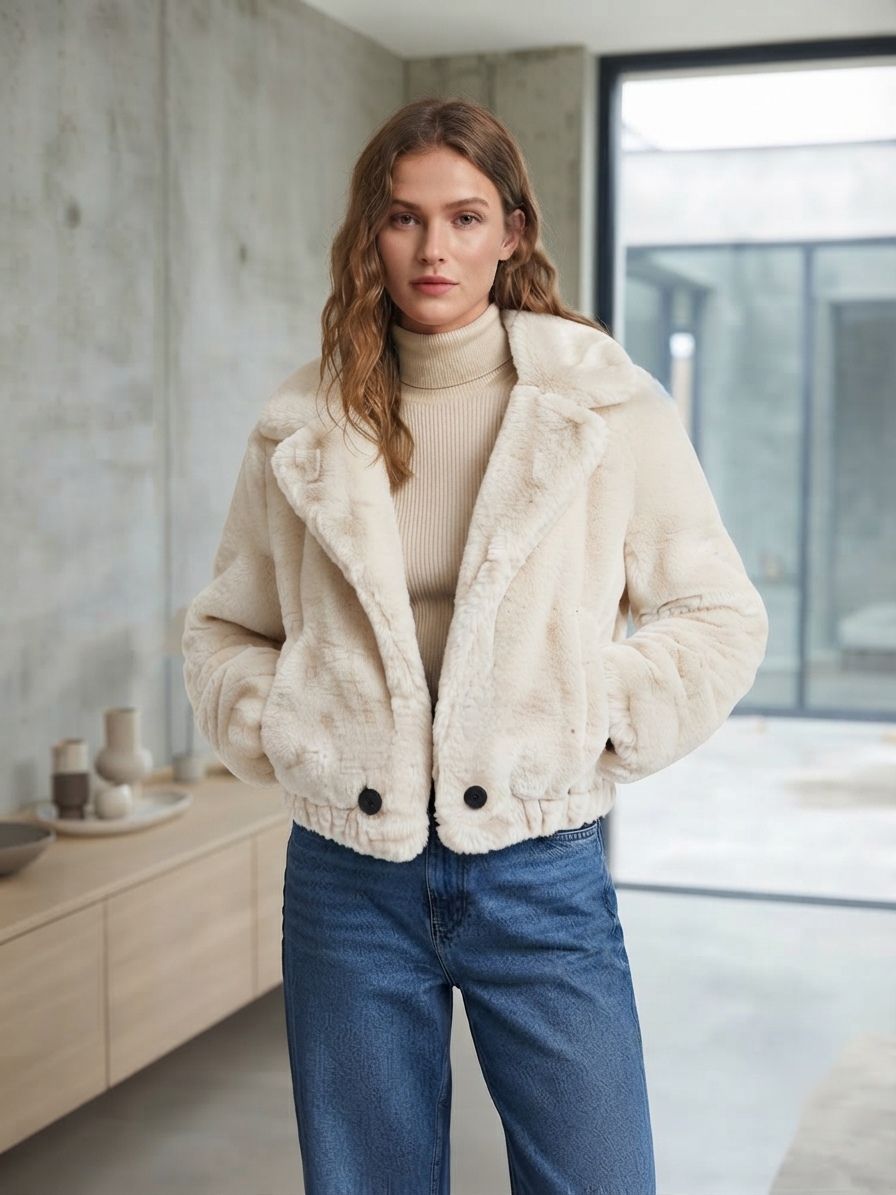 Manteau Fausse Fourrure Courte （x5)