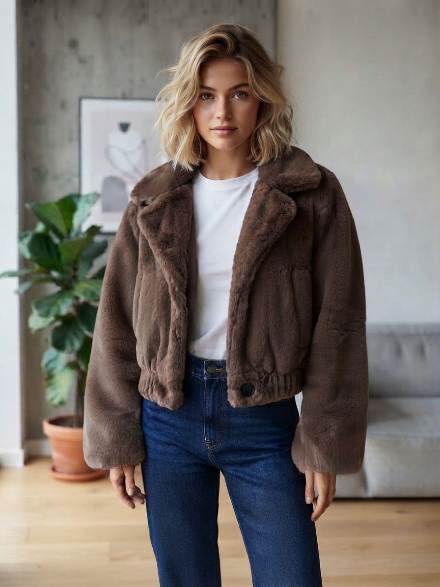 Manteau Fausse Fourrure Courte （x5)