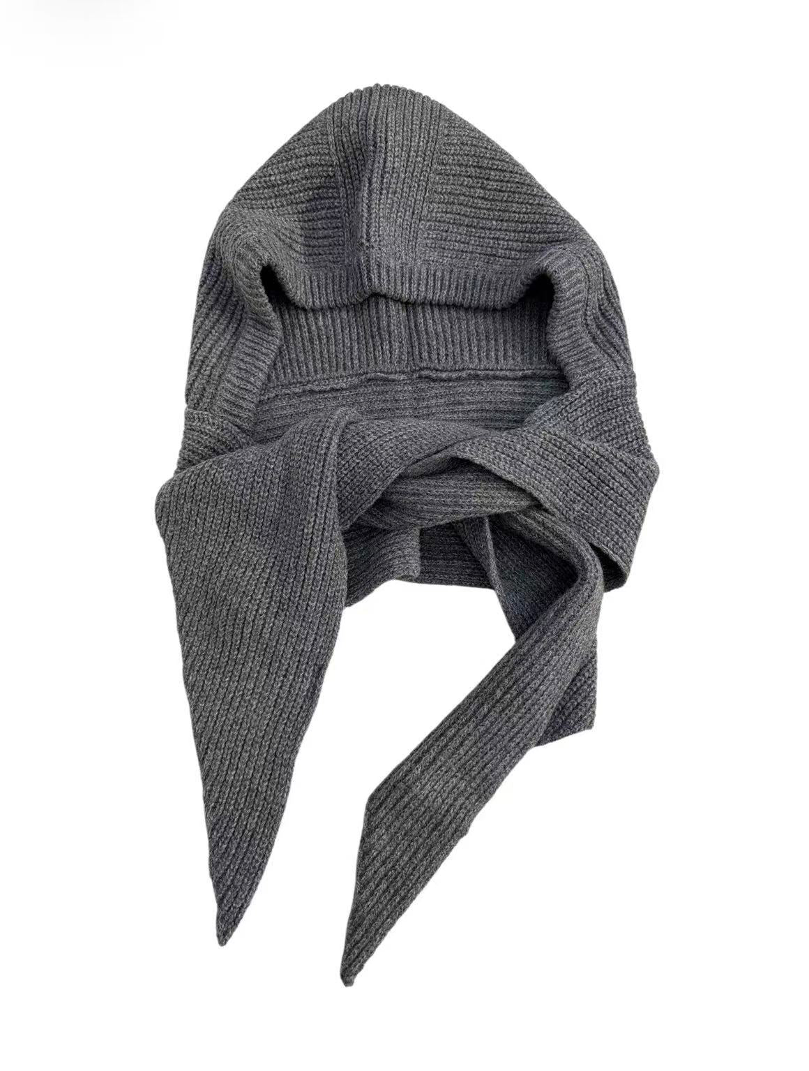 Cagoule bonnet écharpe tricotée à cordon ajustable (x12)#40
