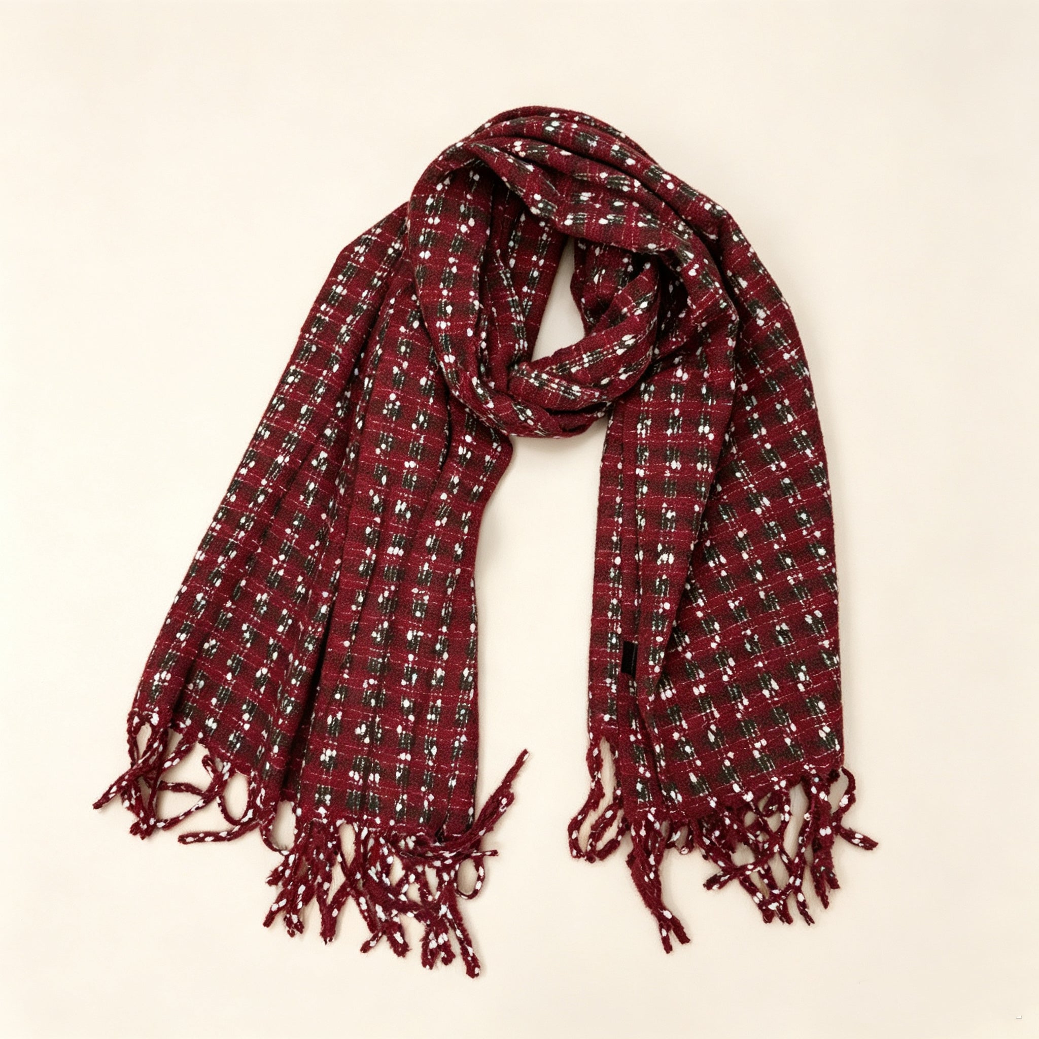Écharpe d’hiver à carreaux avec franges （x12)#30