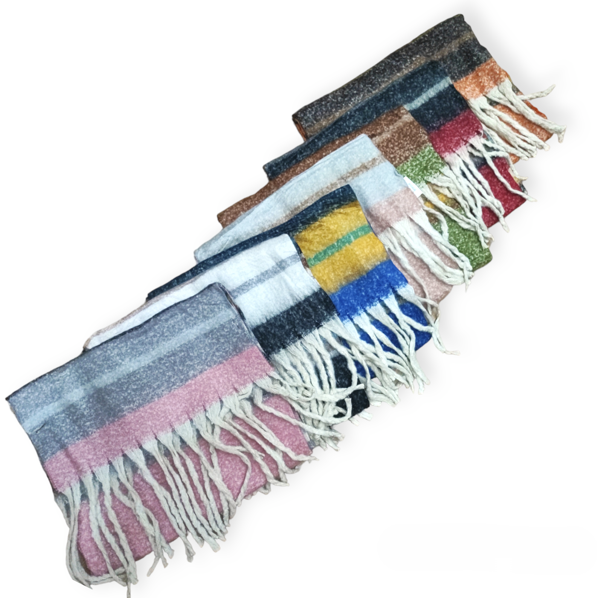 Écharpe oversize grosse laine bande (x6) #10