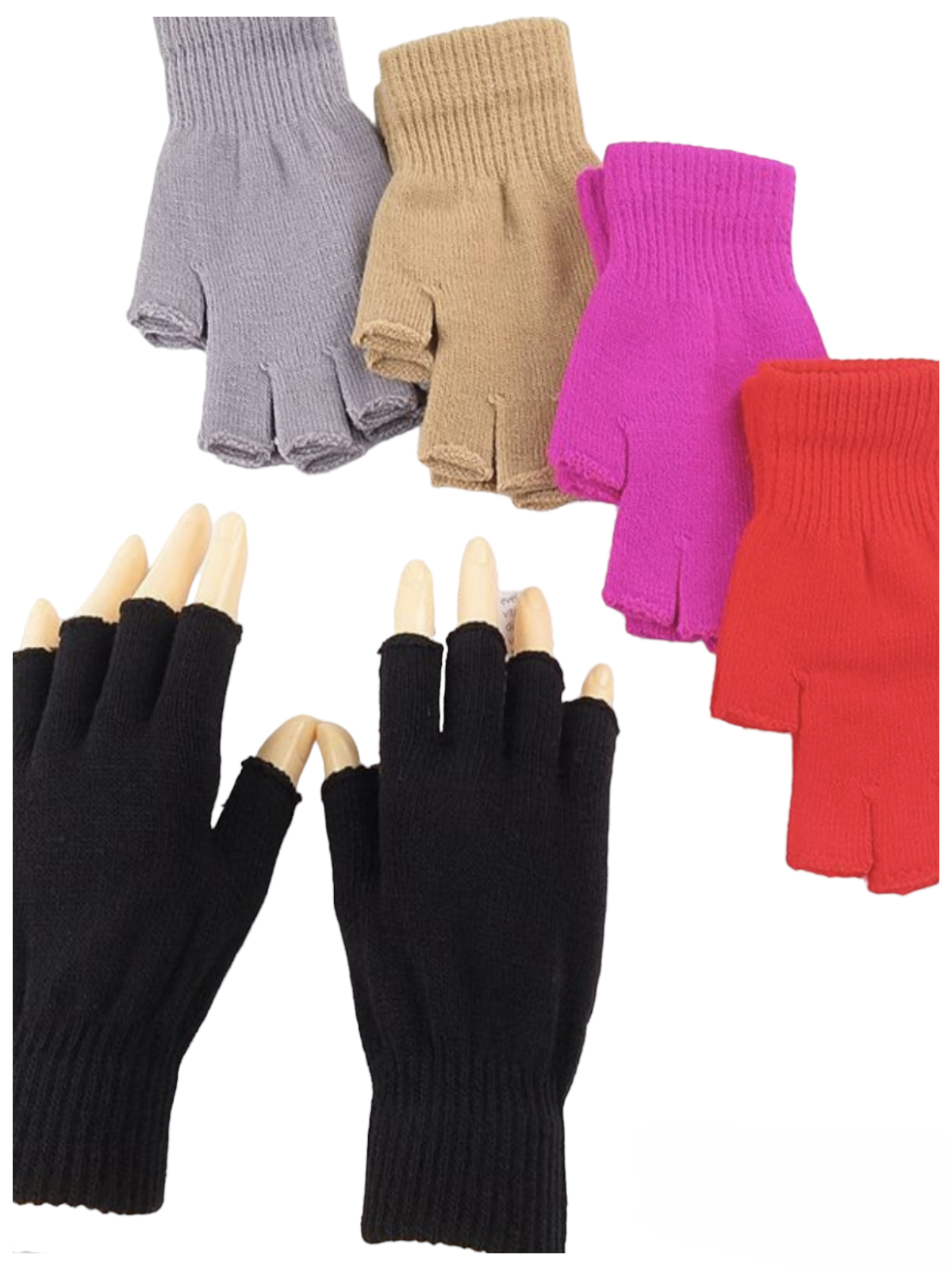 Mitaines gants femme couleur Simple (x12)F35