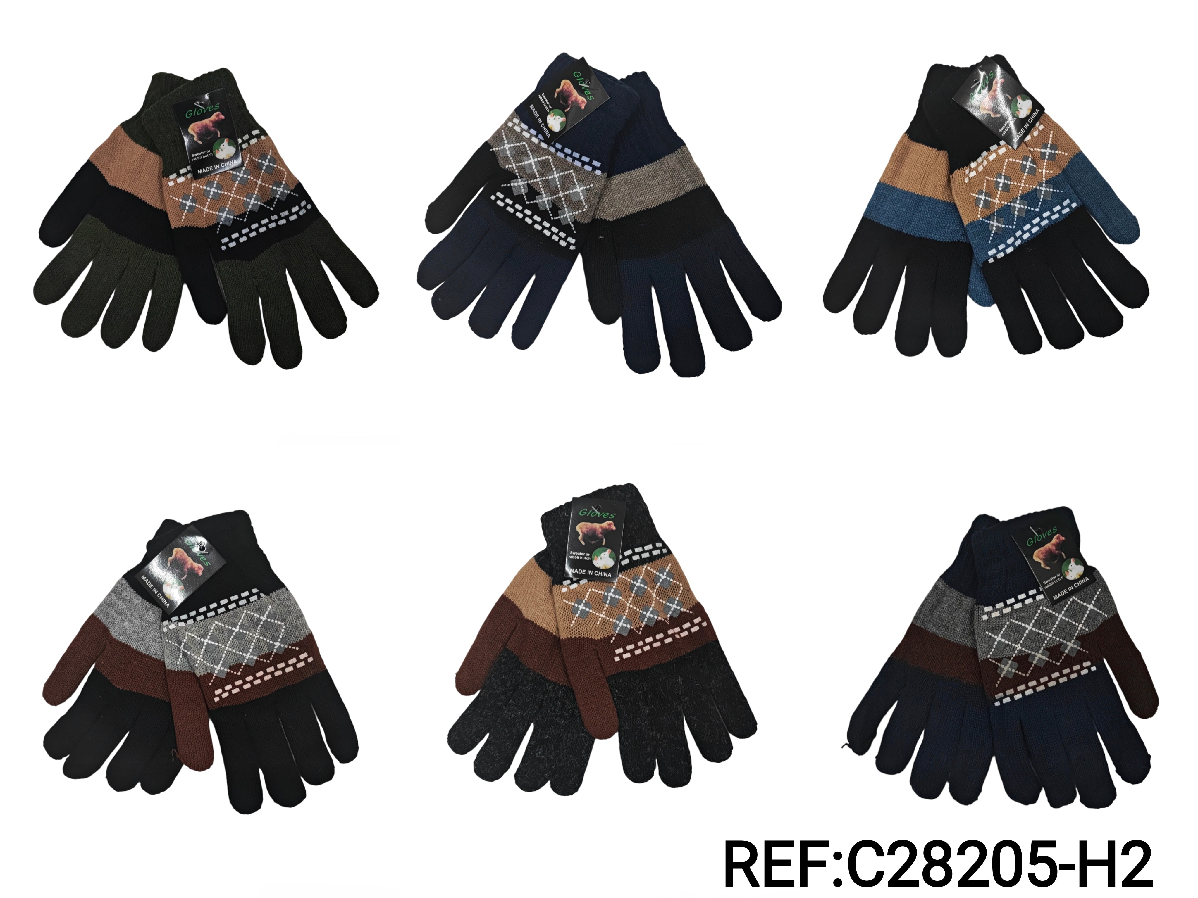 Gants brossés double épaisseur pour hommes (x12)