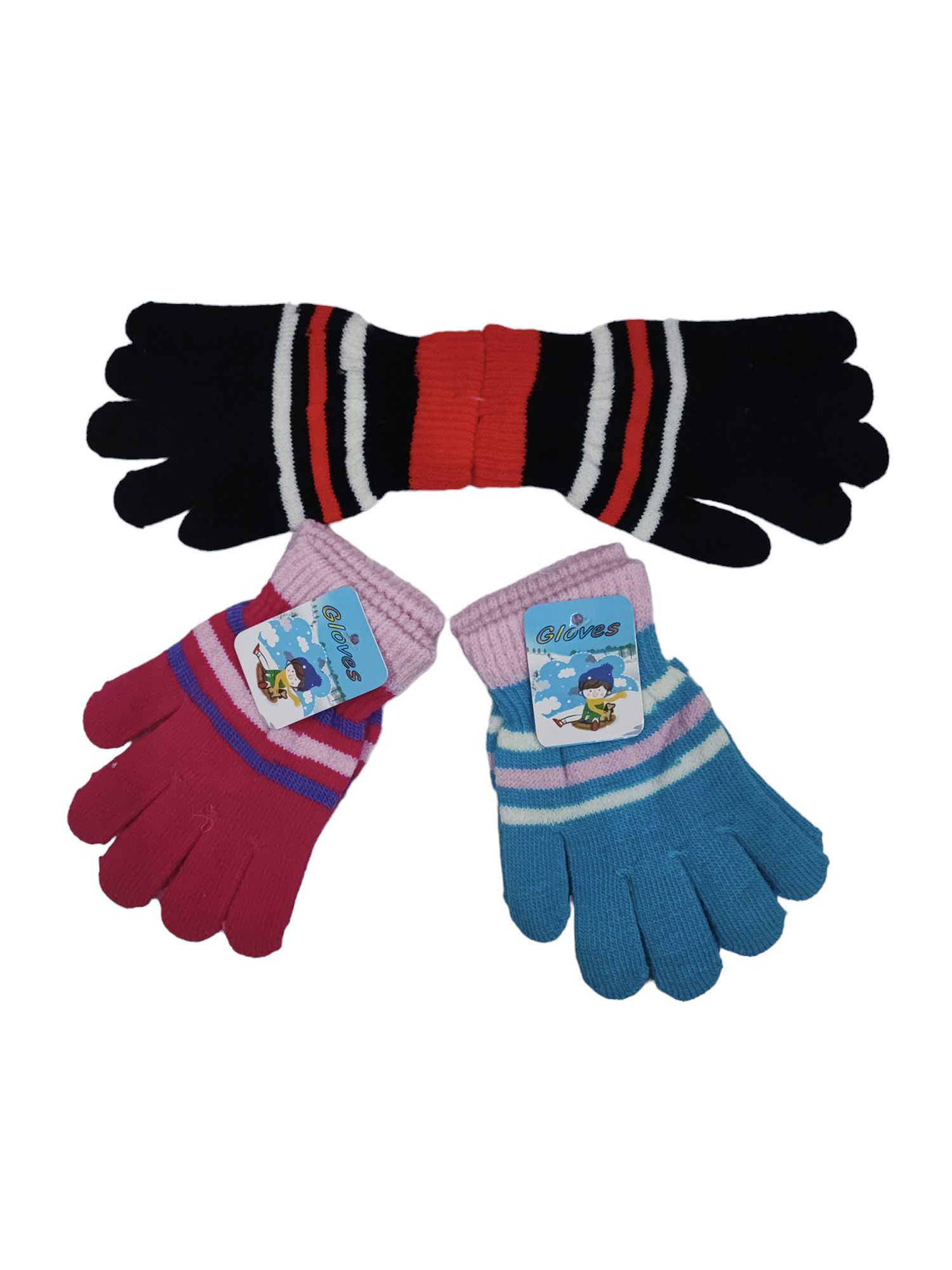 Gants enfant rayé 4/8ans (x12) E23