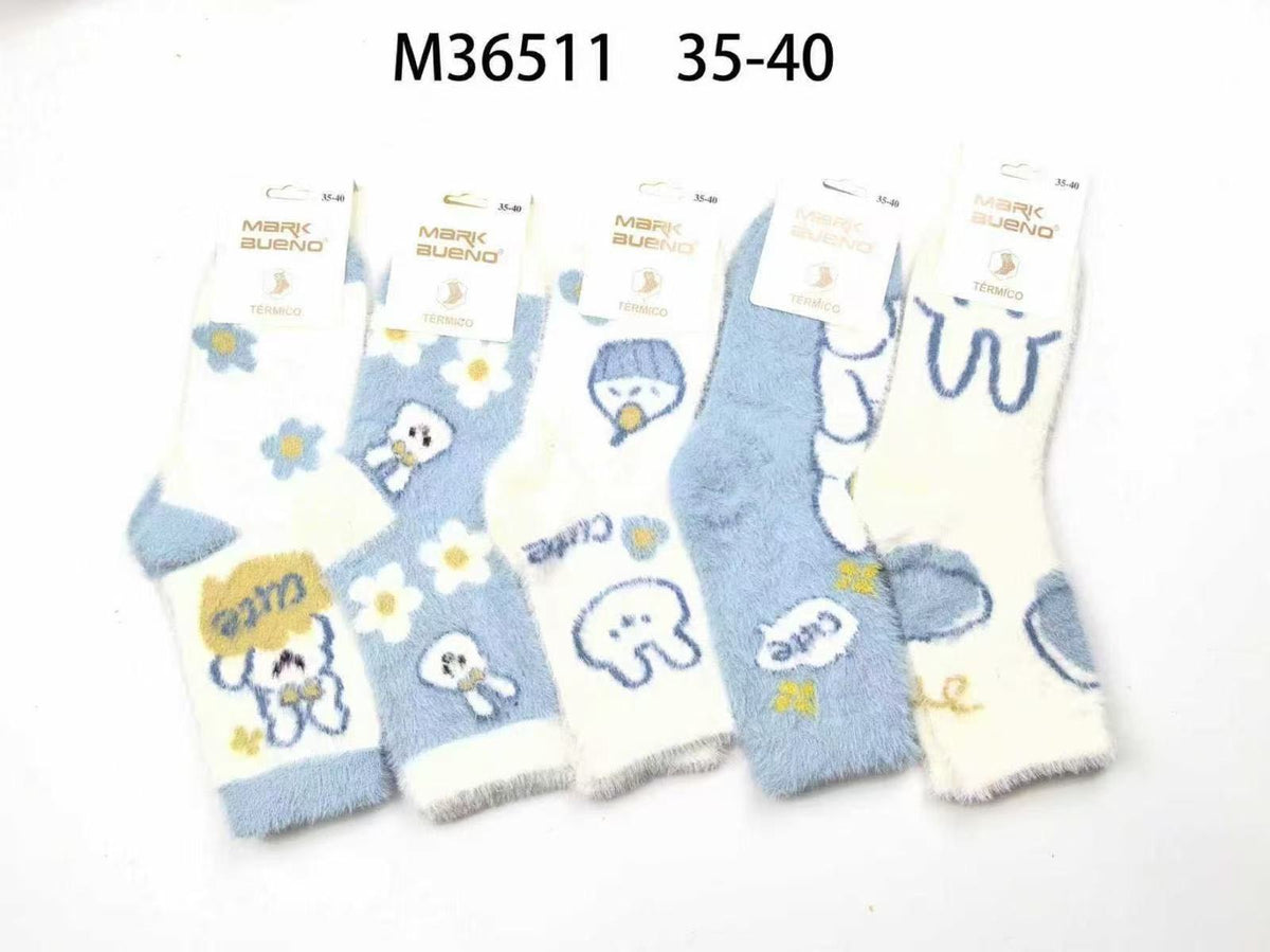 Chaussettes femme en maille douce peluche(x12)