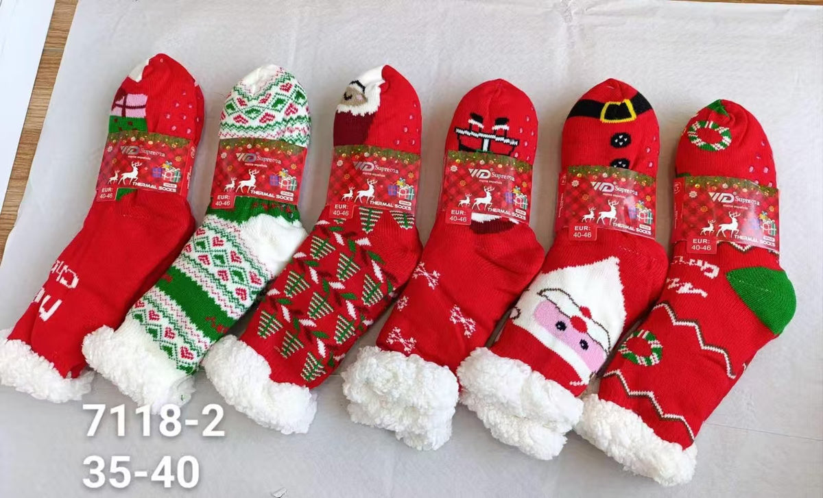 Chaussettes fourrées motif Noël T35- 40  (x12)#2