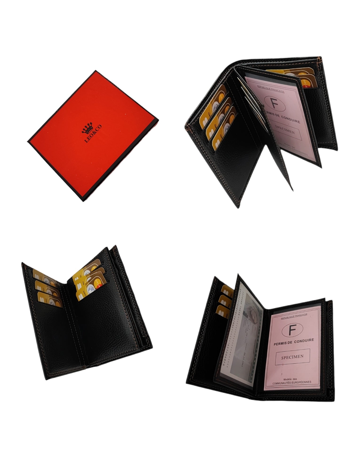 Portefeuille simili-cuir 2 voletspm Avec Boîte Cadeau (x3)
