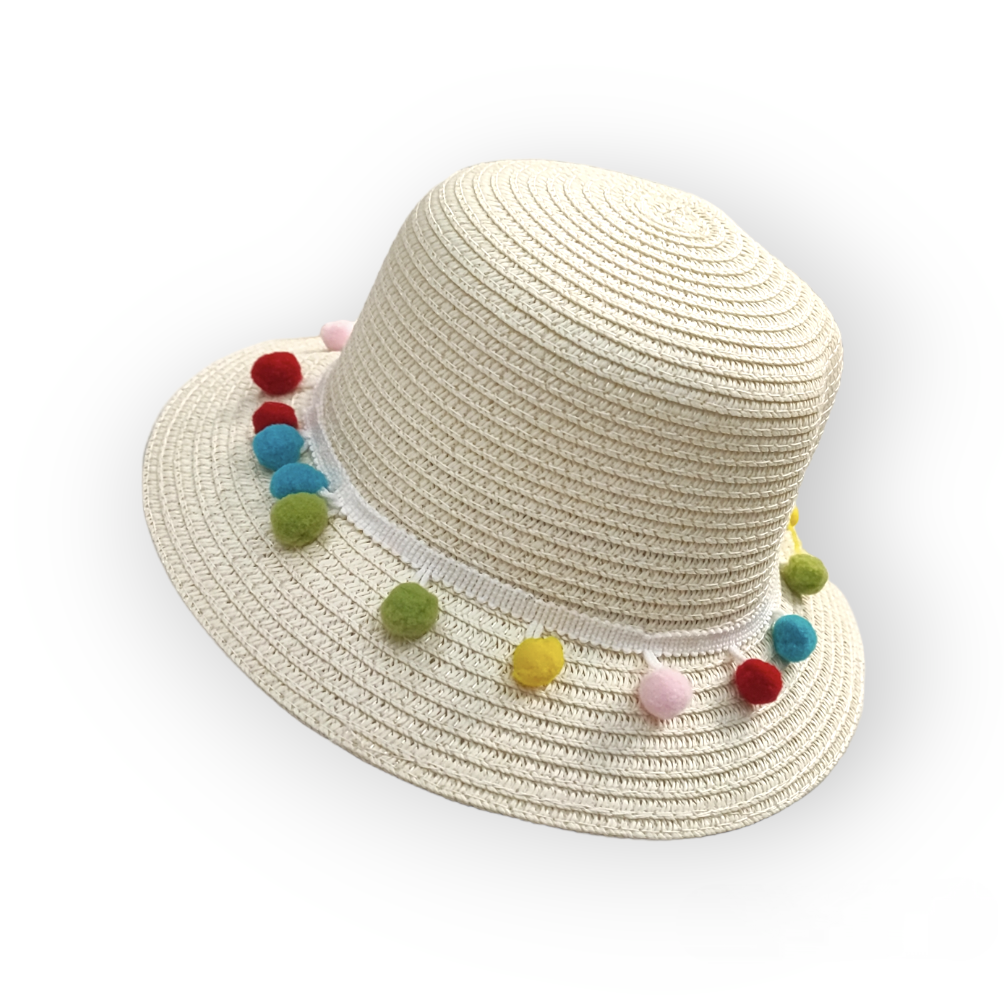 Chapeaux de paille pompon taille enfant    (x12)