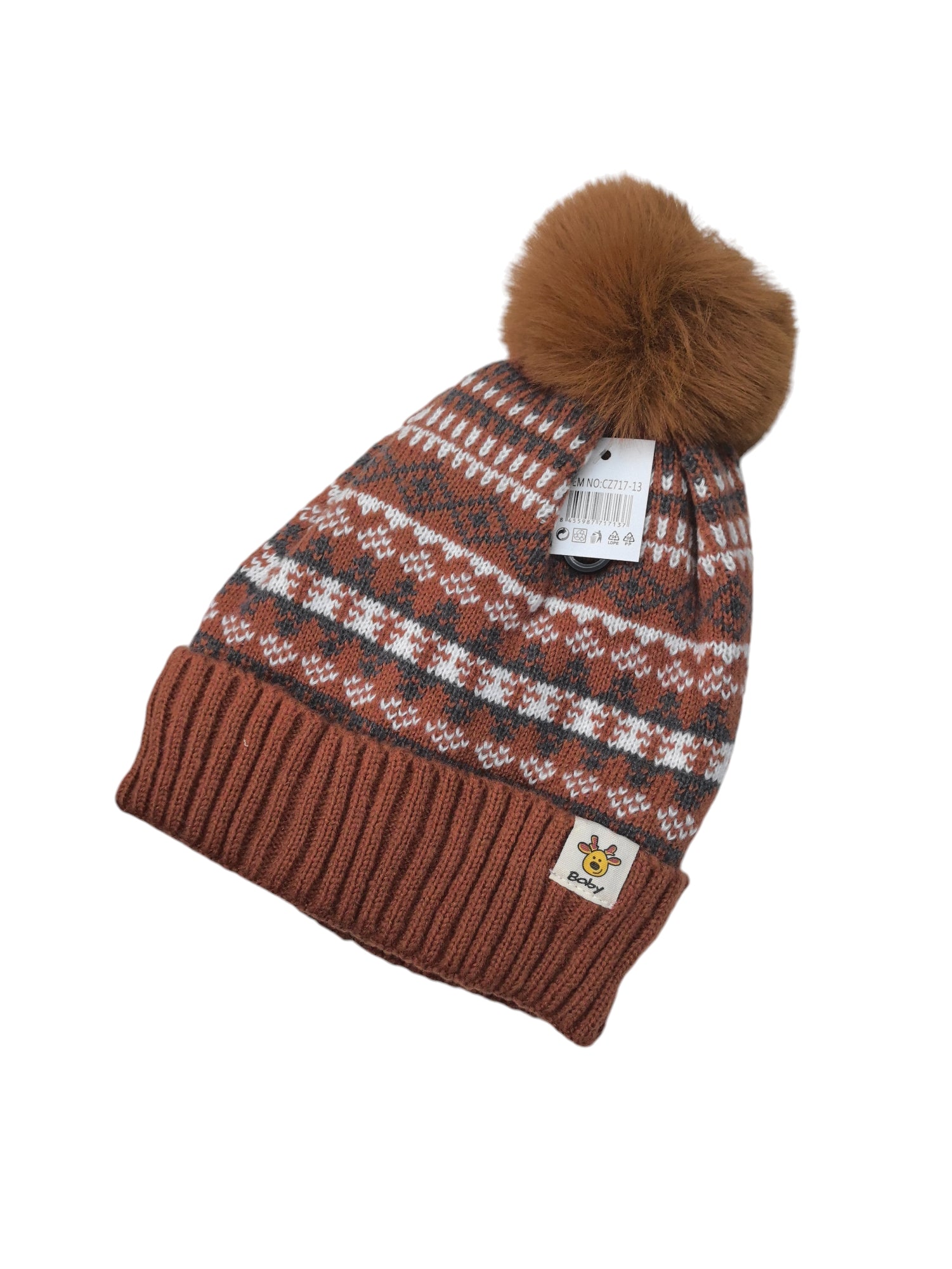 Bonnet enfant fourré pompon   (x12) #13