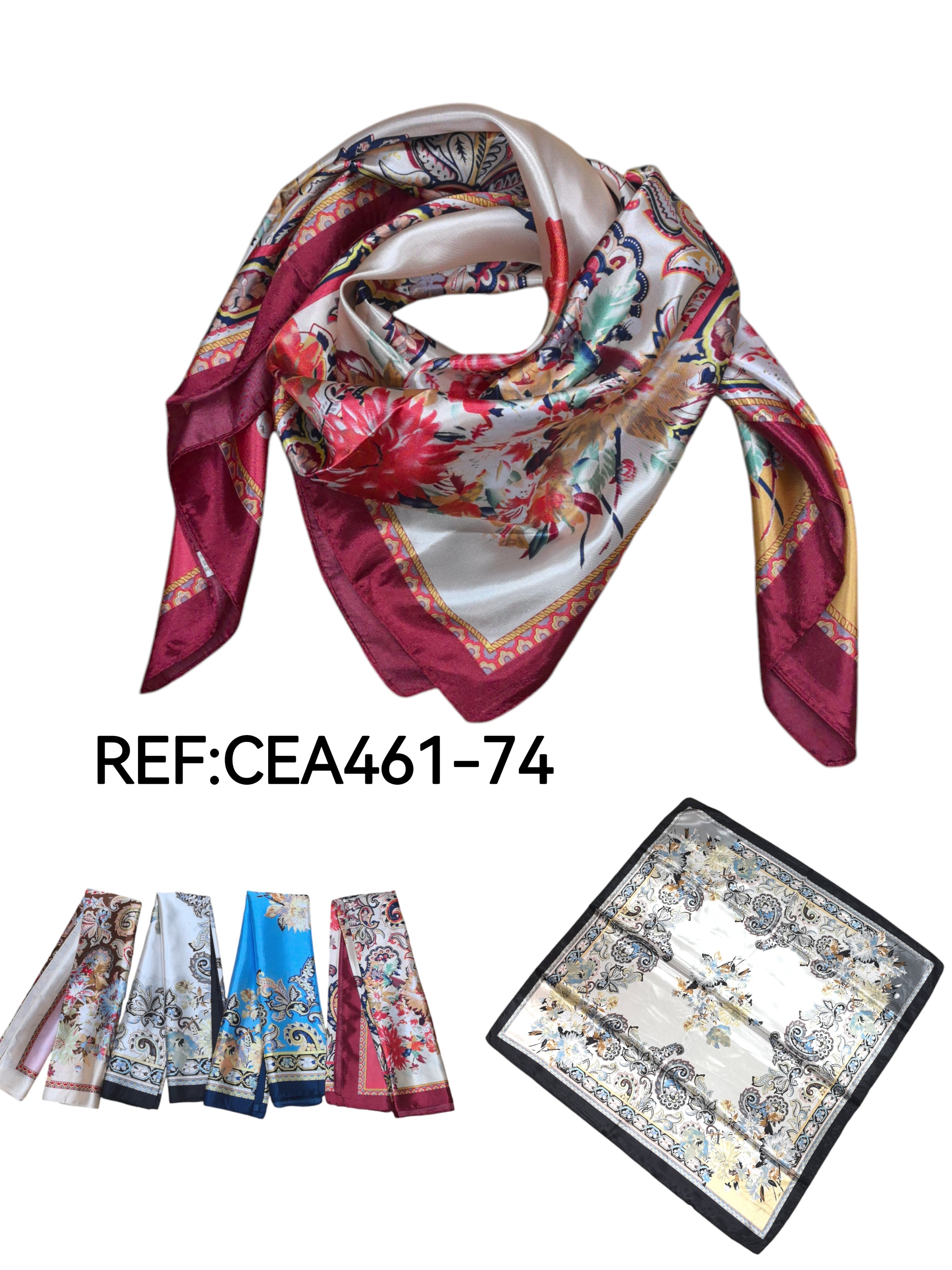 Foulard carré  90cm imprimé fantaisie (x10)#74