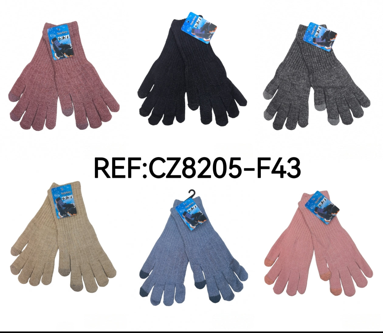 Gants  femme  tricotés tactiles (x12) F43