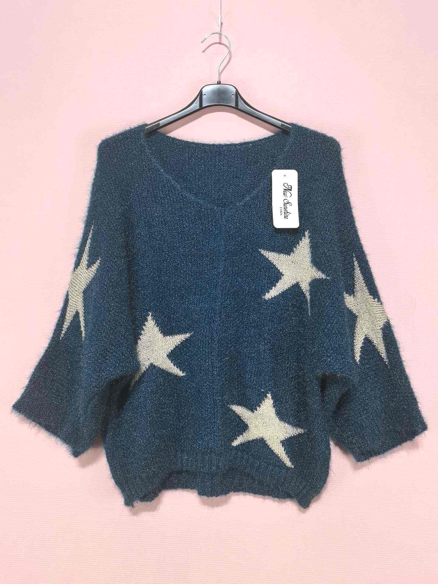 Pull manches chauve étoiles dorés (x8)