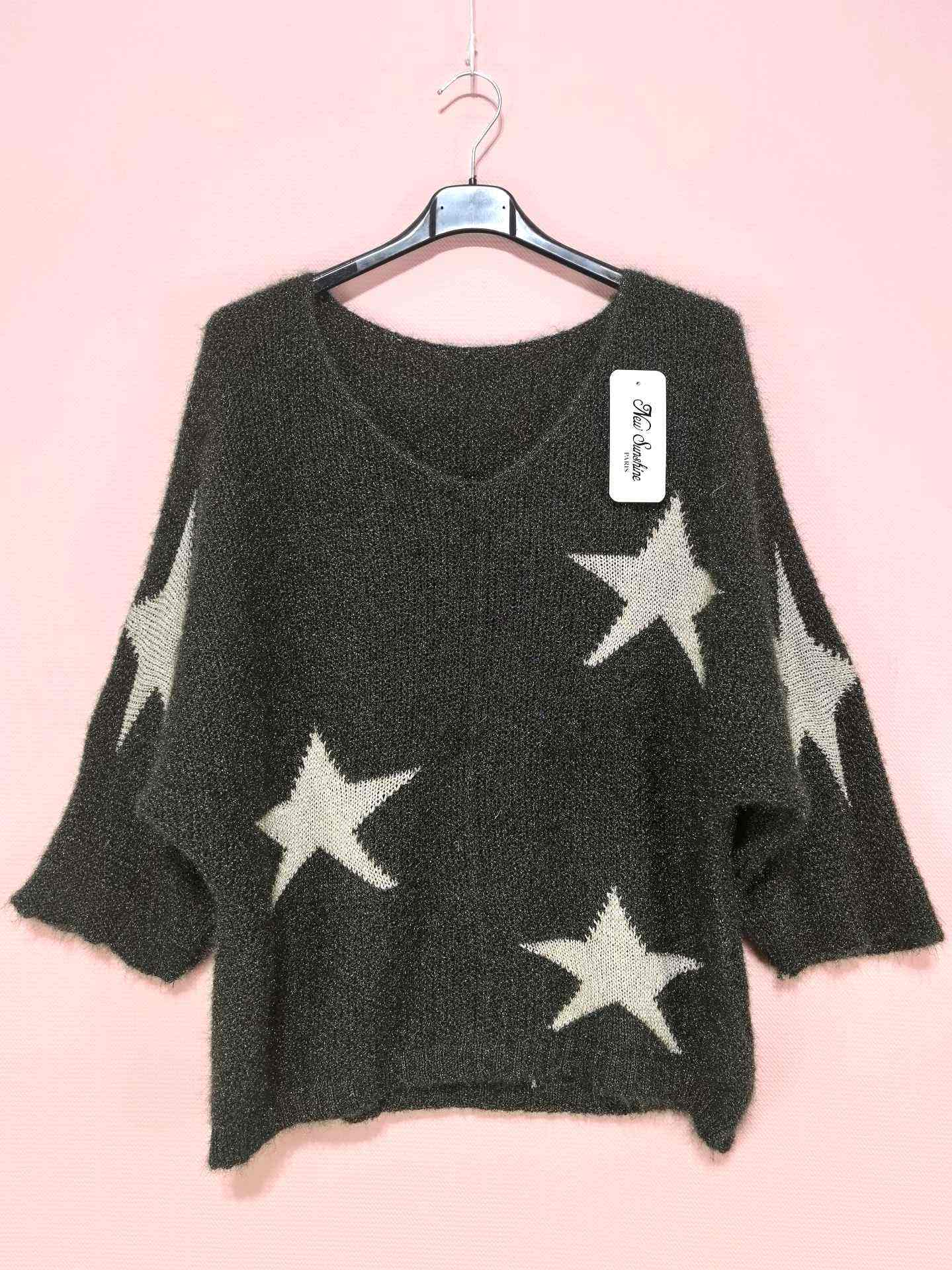 Pull manches chauve étoiles dorés (x8)