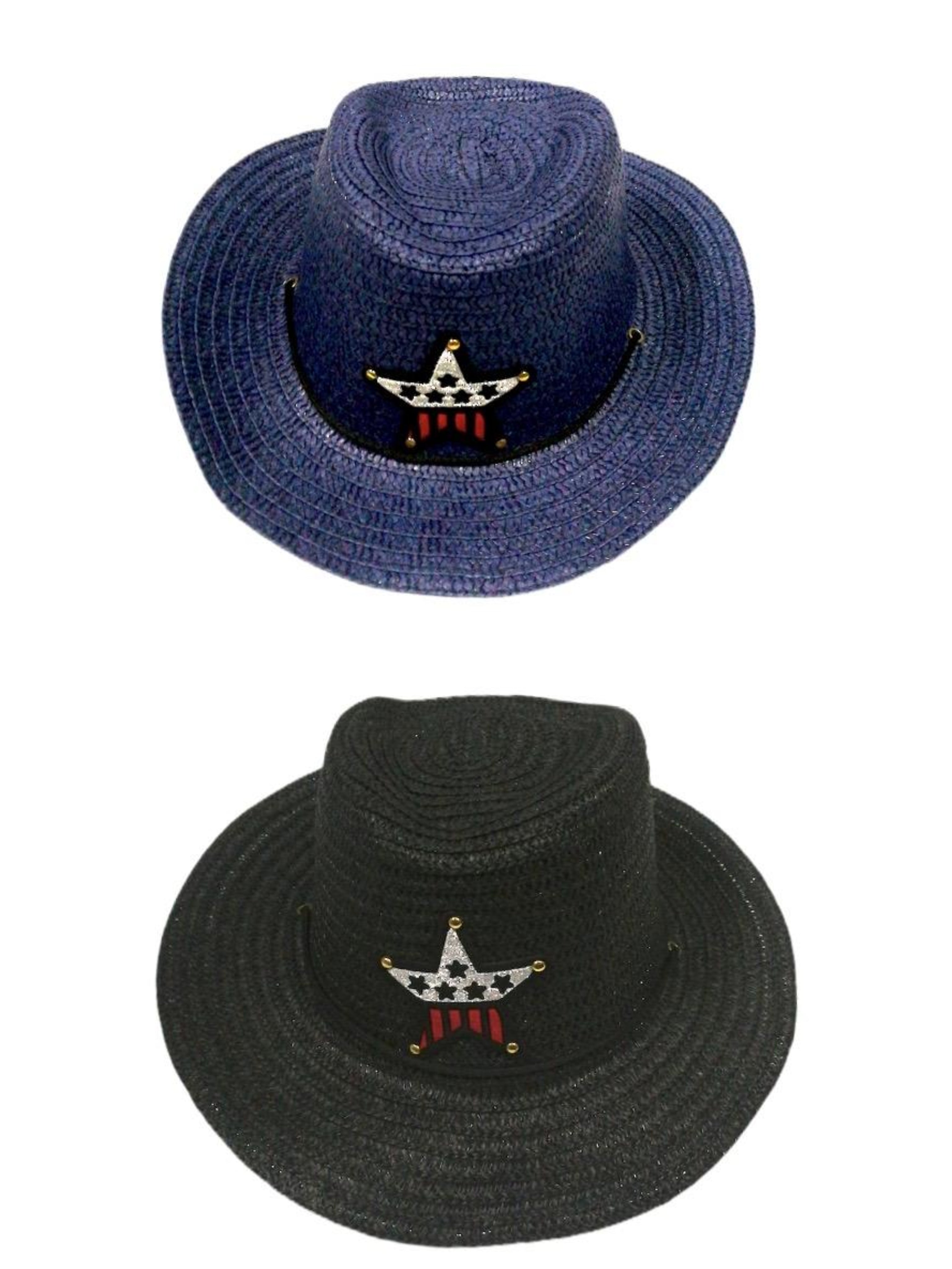 Chapeaux de paille taille ENFANT motif étoile   (x12)