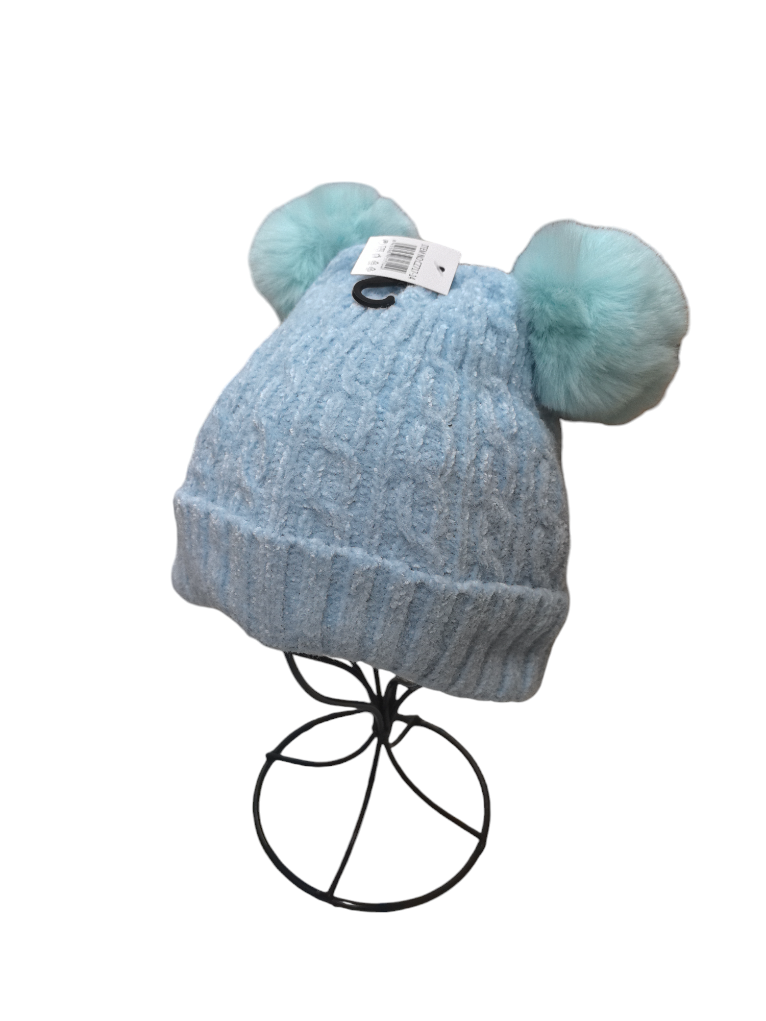 Bonnet chic à double pompon pour enfant (x12)