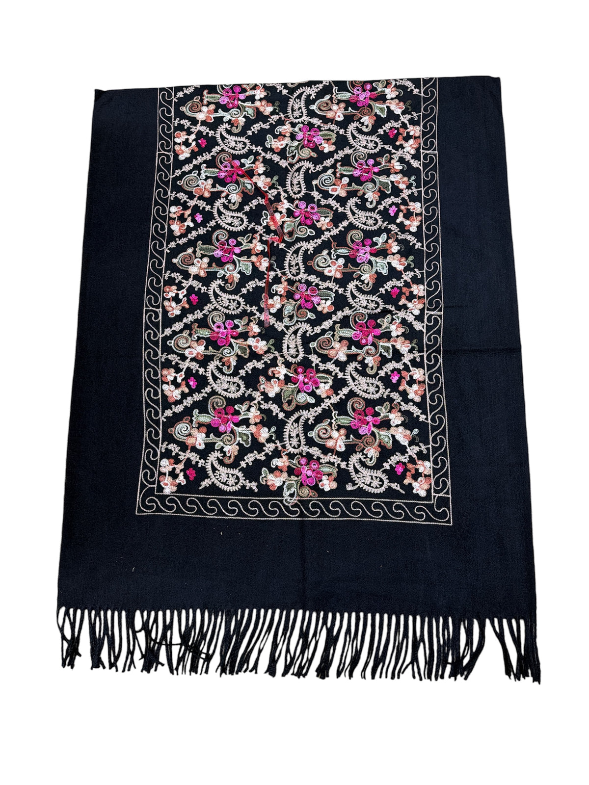 Grande écharpe‑châle à broderies florales colorées. (X10）