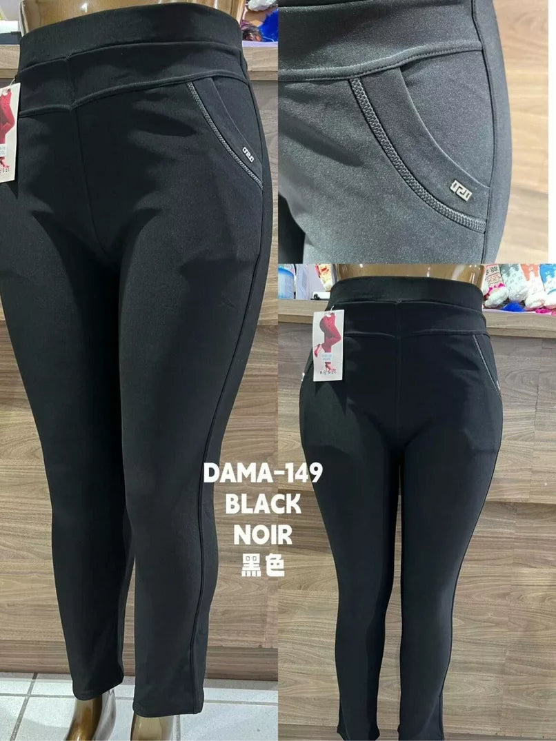 Pantalon grande taille ligne noir sur la poche (x12)