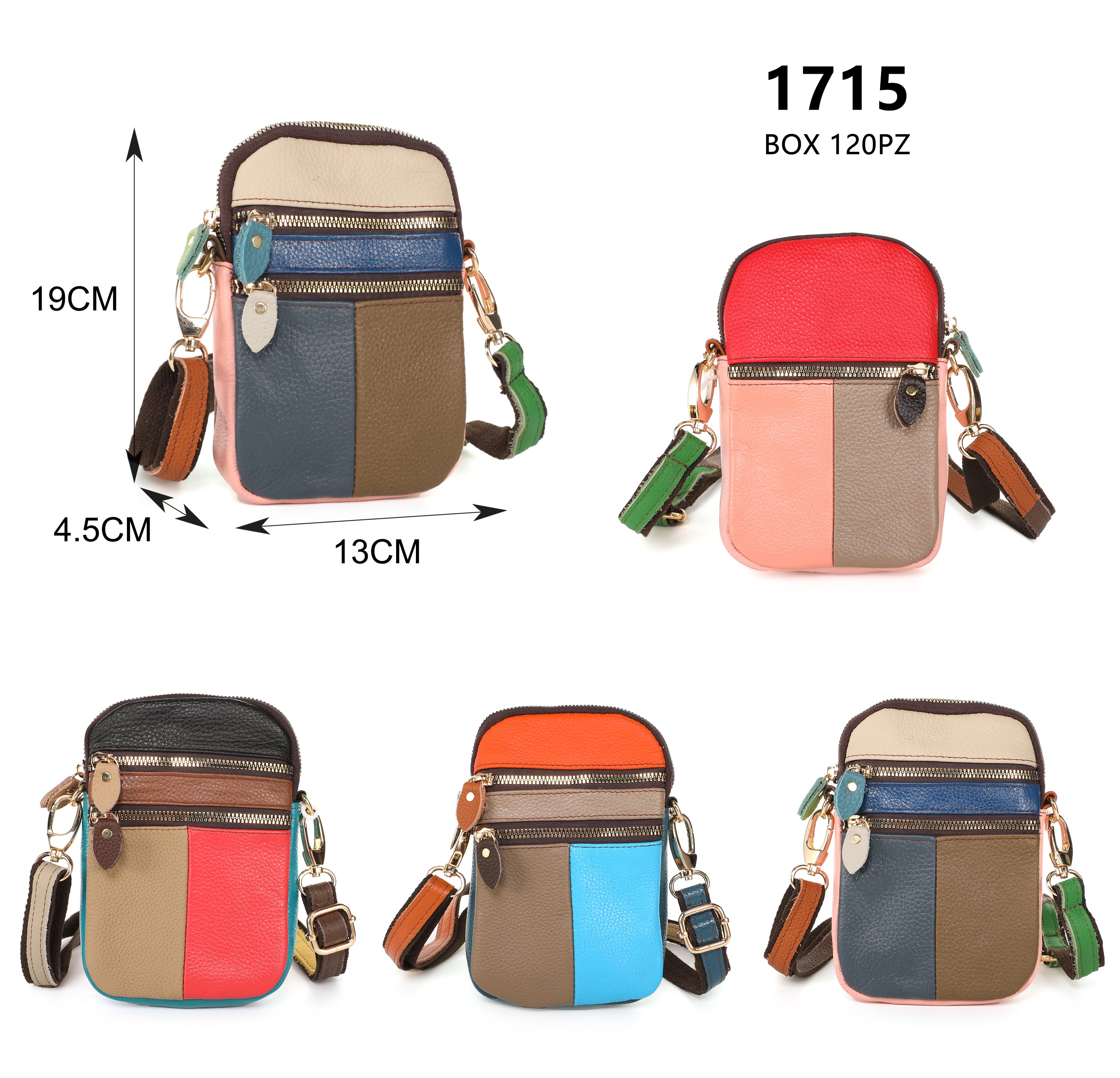 Sac multicolore - Cuir véritable couleur (X6)