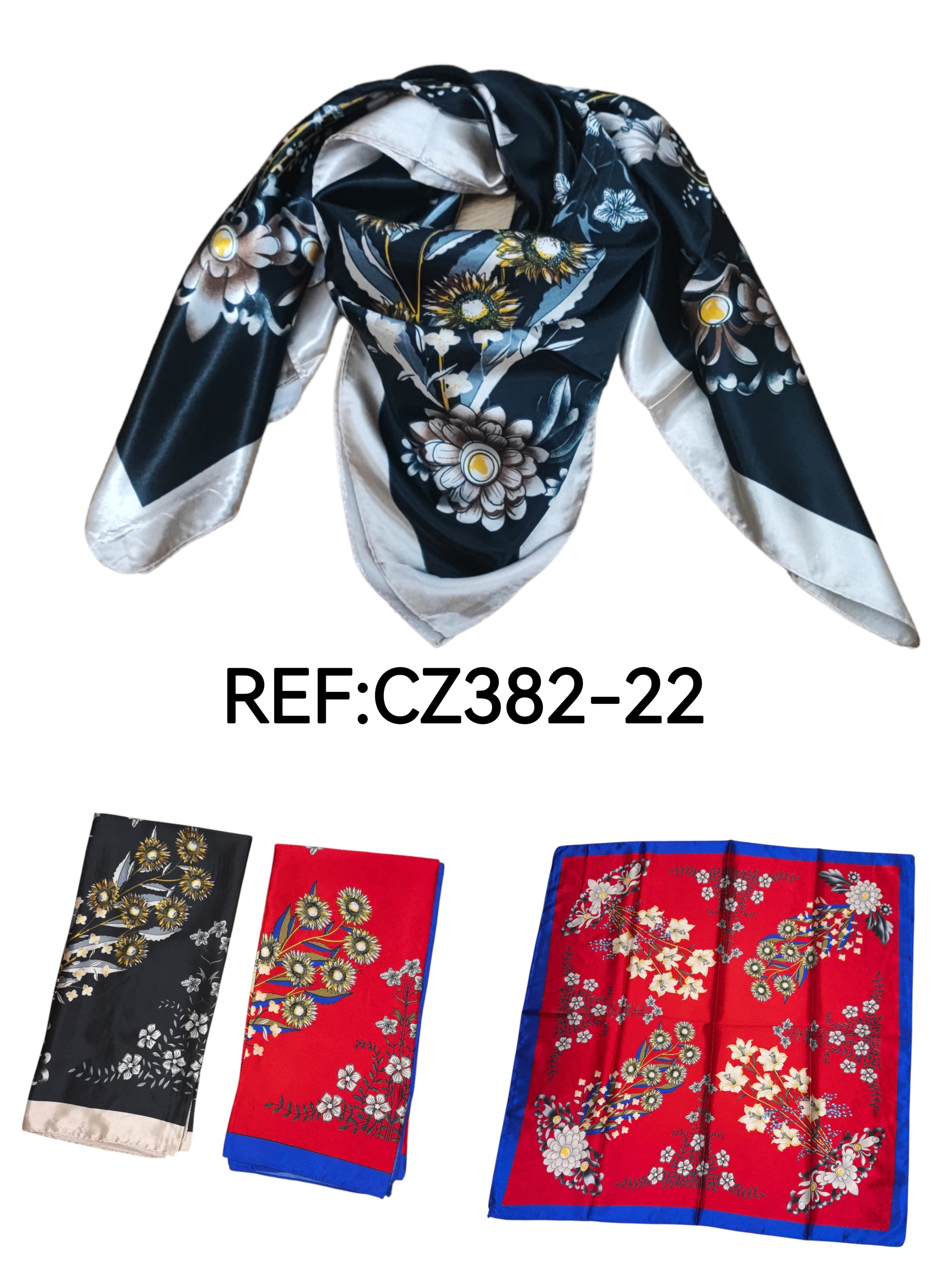 Foulard carré  90cm imprimé fantaisie (x10)#22