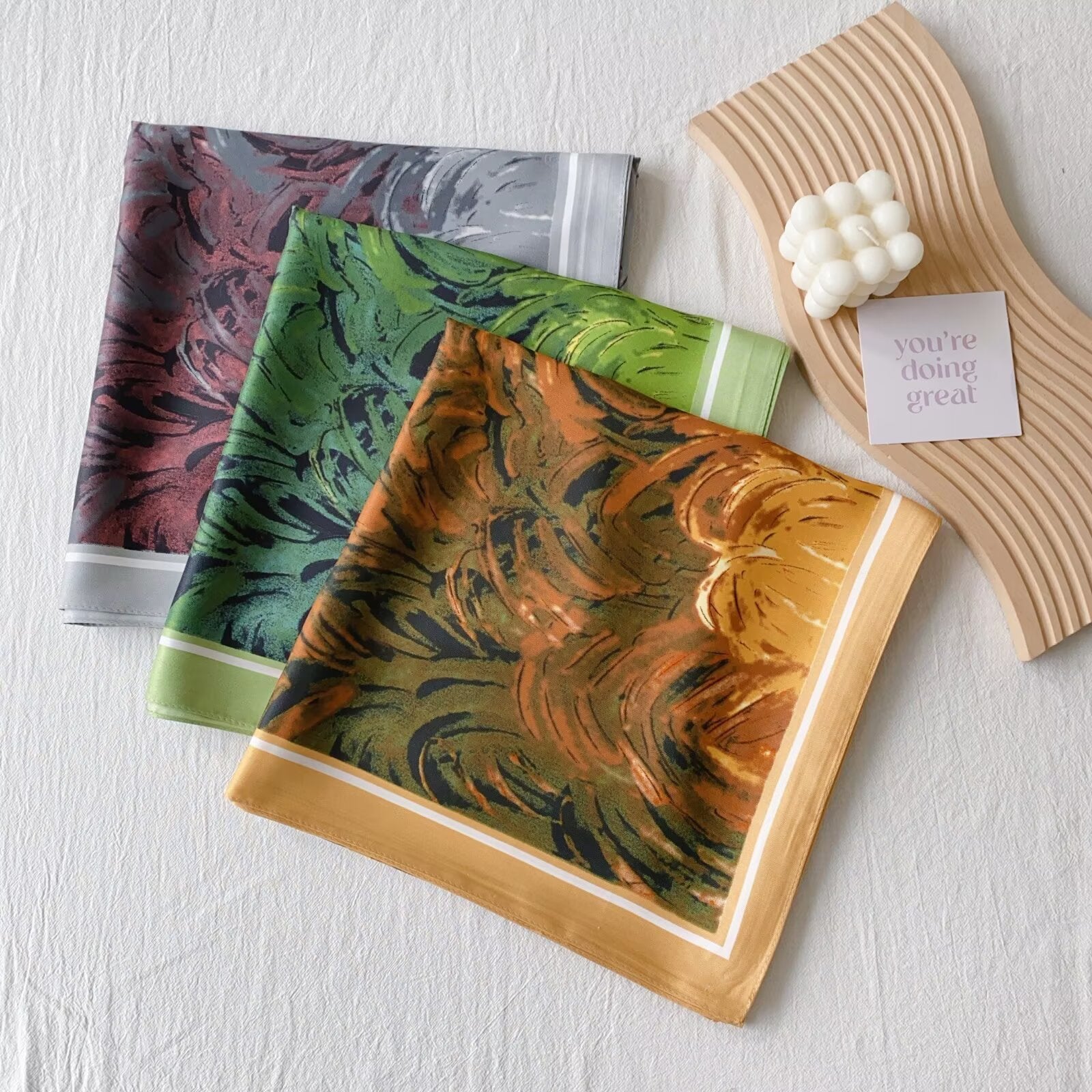 Foulard Carré touche soie  130×130cm (x6)#32