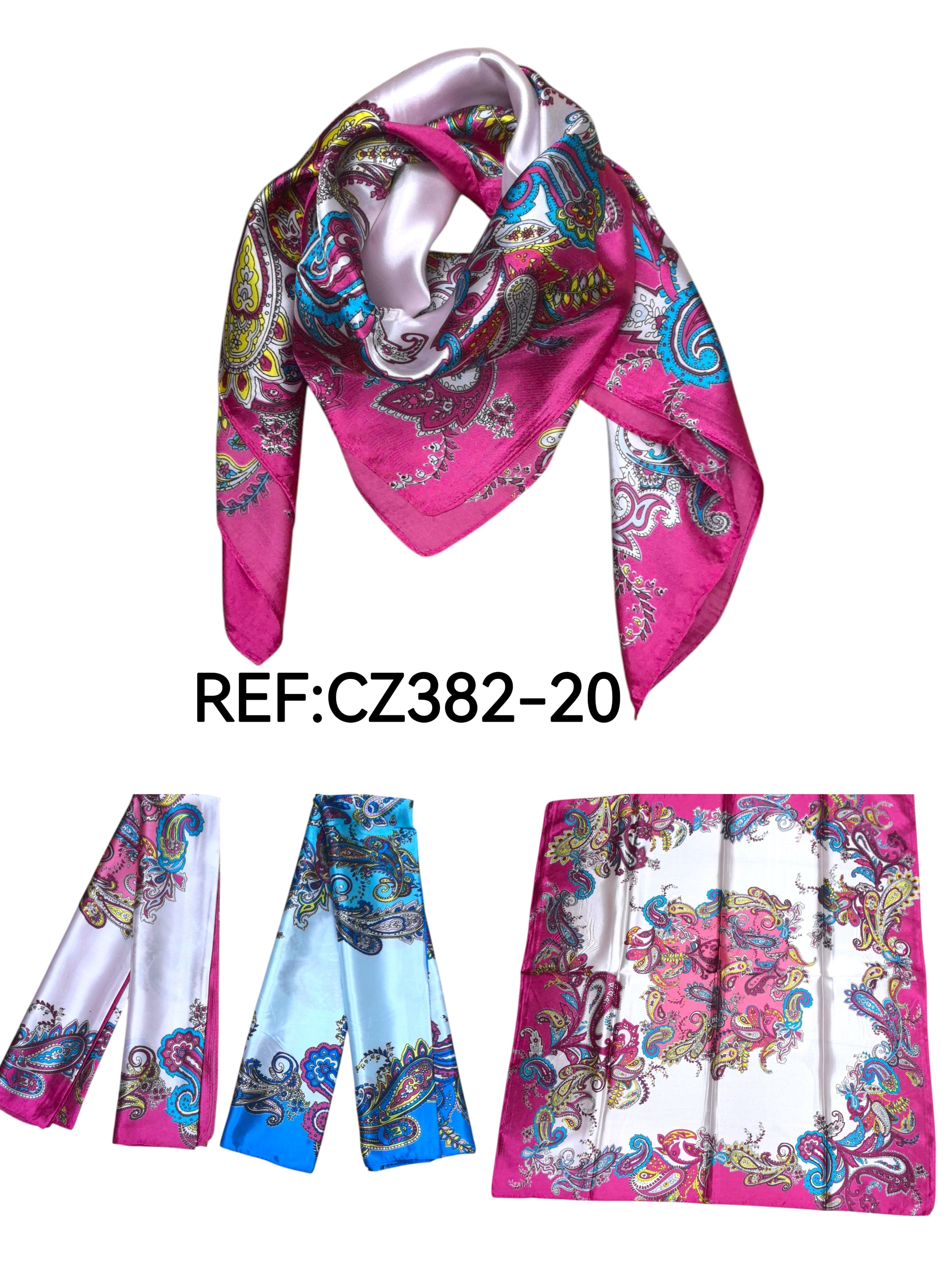 Foulard carré  90cm imprimé fantaisie (x10)#20