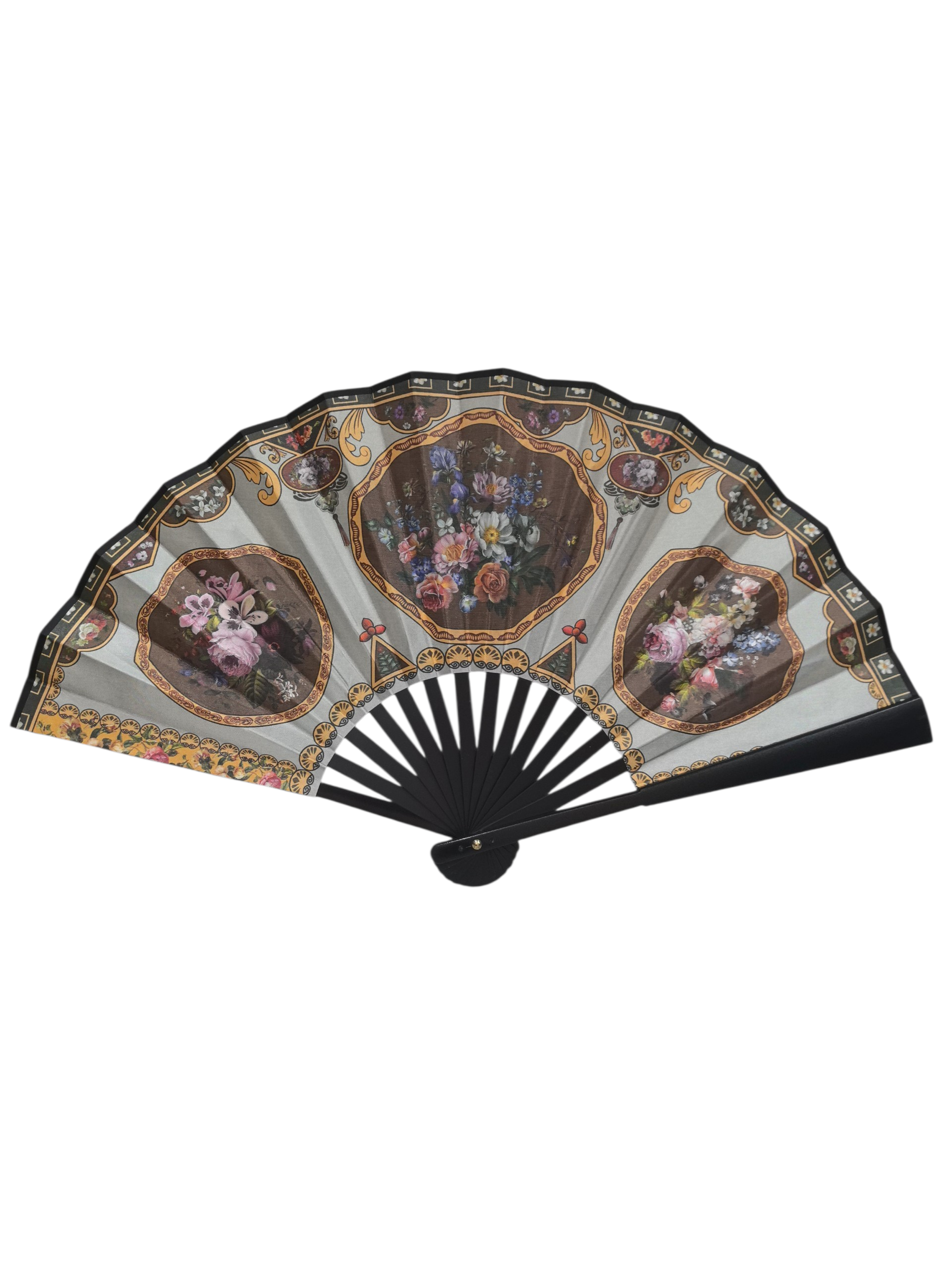 Éventail Pliant Style Rococo - Tableaux Fleuris Anciens(x12)#29