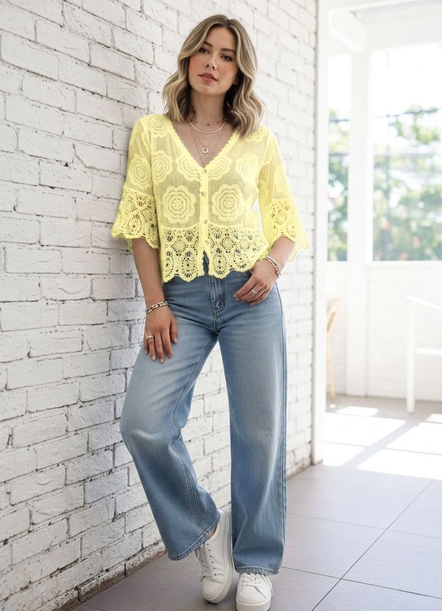 Haut en broderie anglaise (×8)