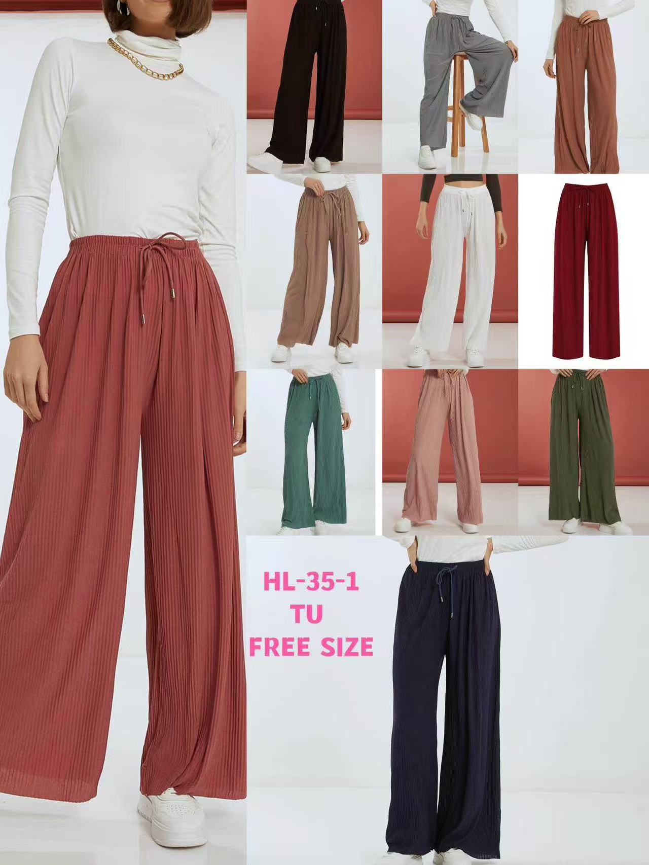 Pantalon fluide droit uni (x12) #35-1