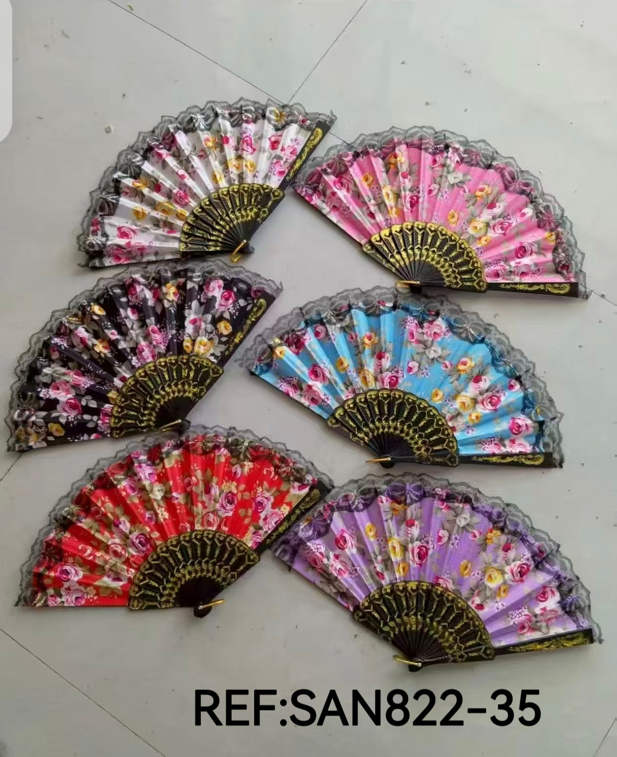 Éventails motif fleur dentelle(x12)#35