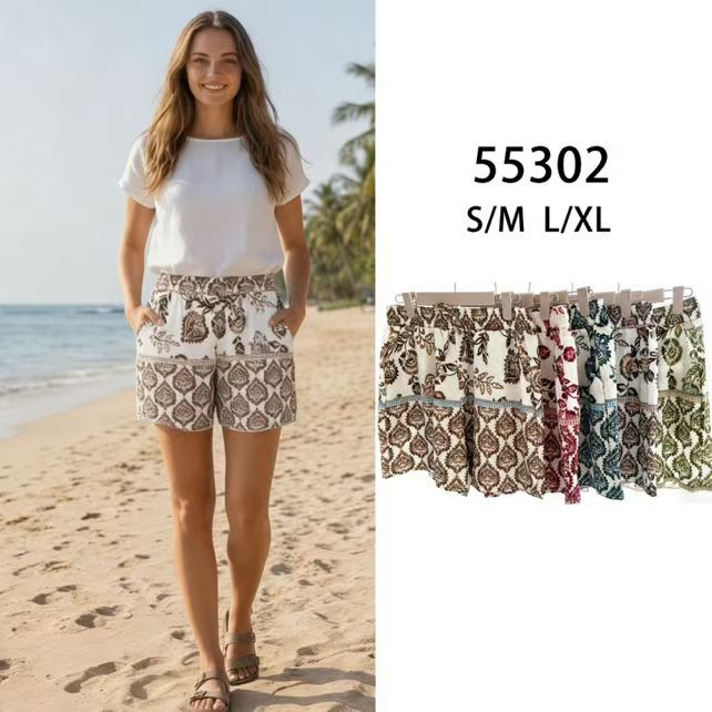 Short décontracté imprimé vintage(x12)