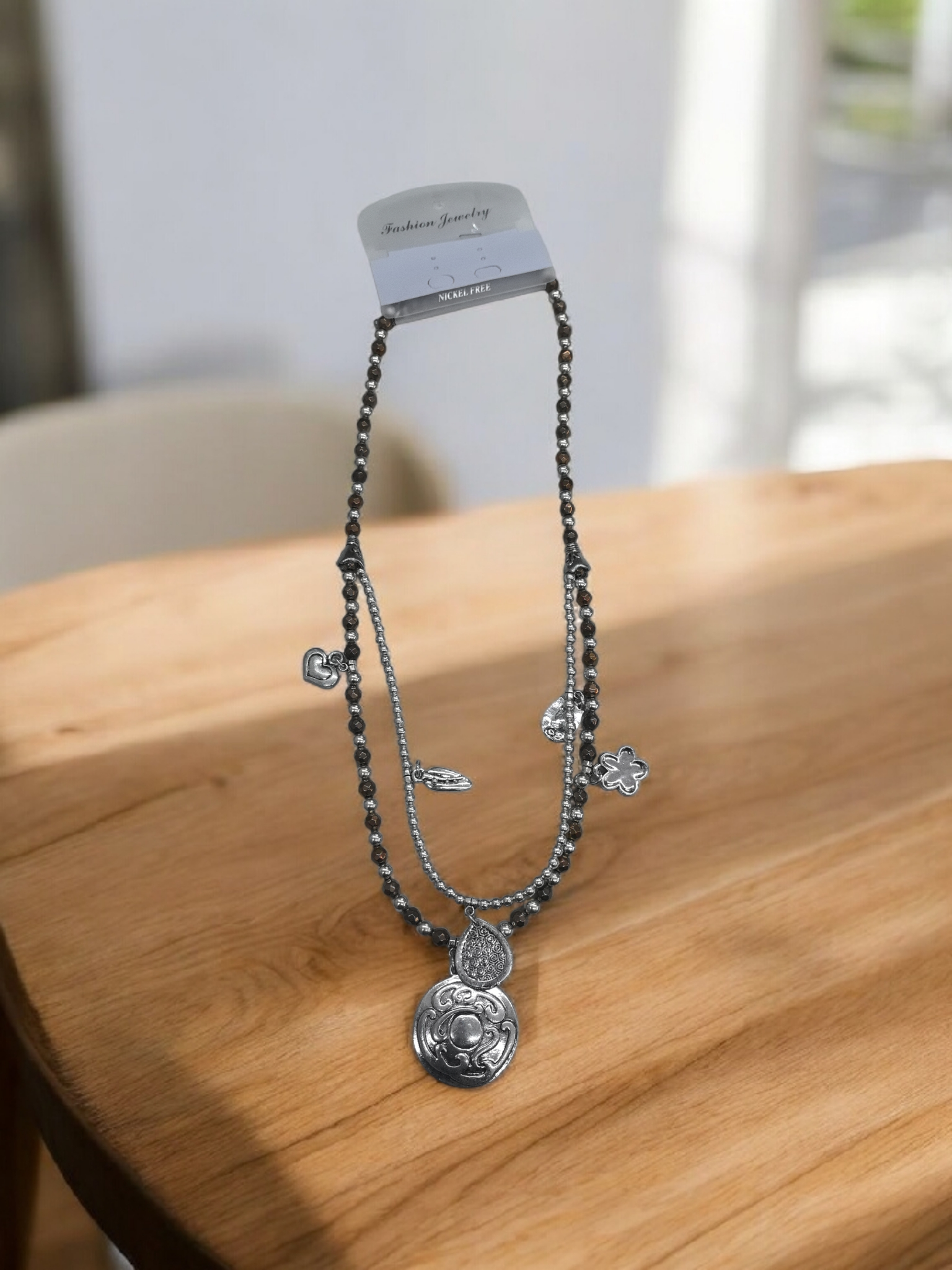 Collier sautoir fantaisie double (x4)