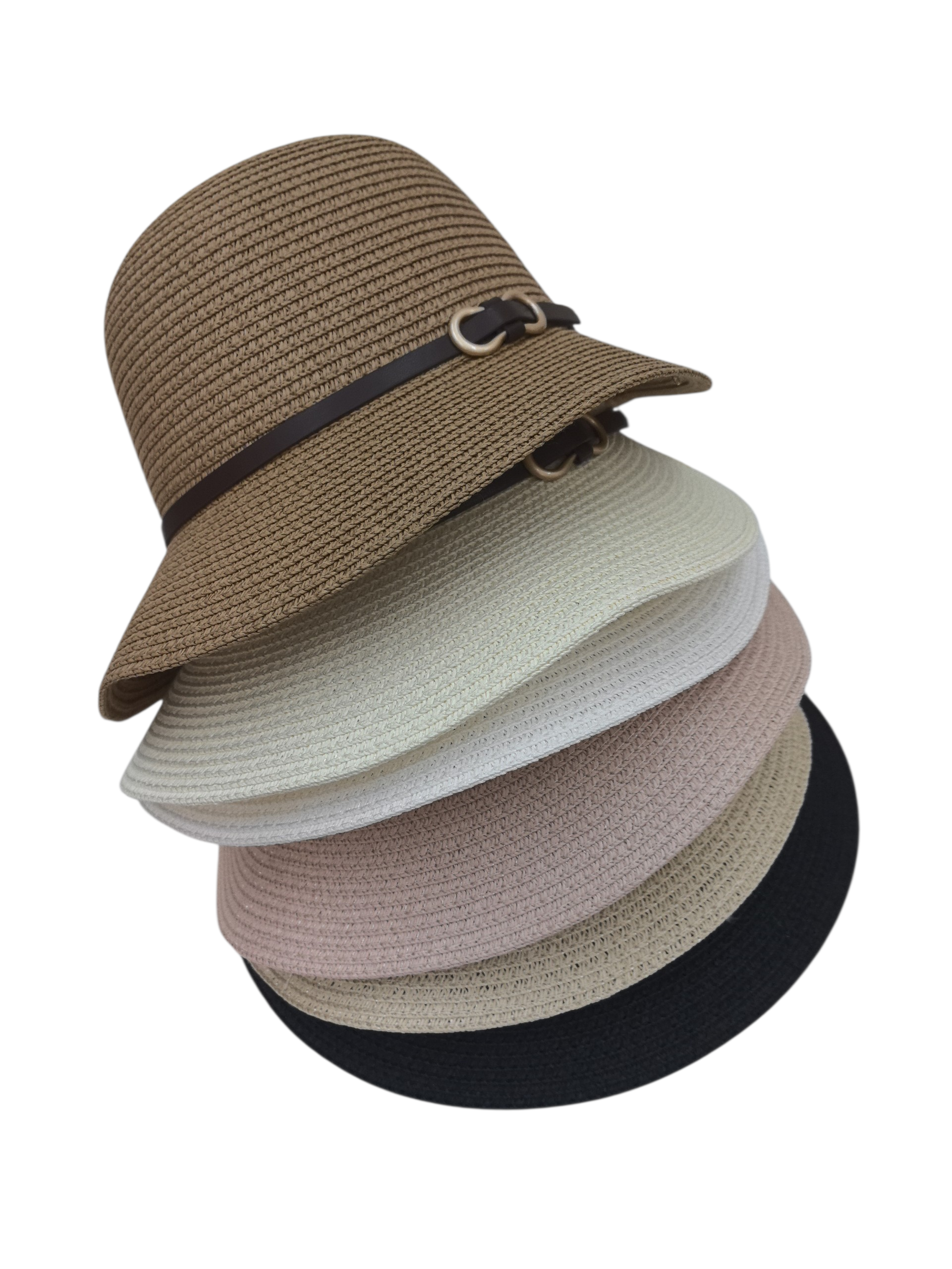 Chapeau de paille avec ceinture et boucle (x12)#3