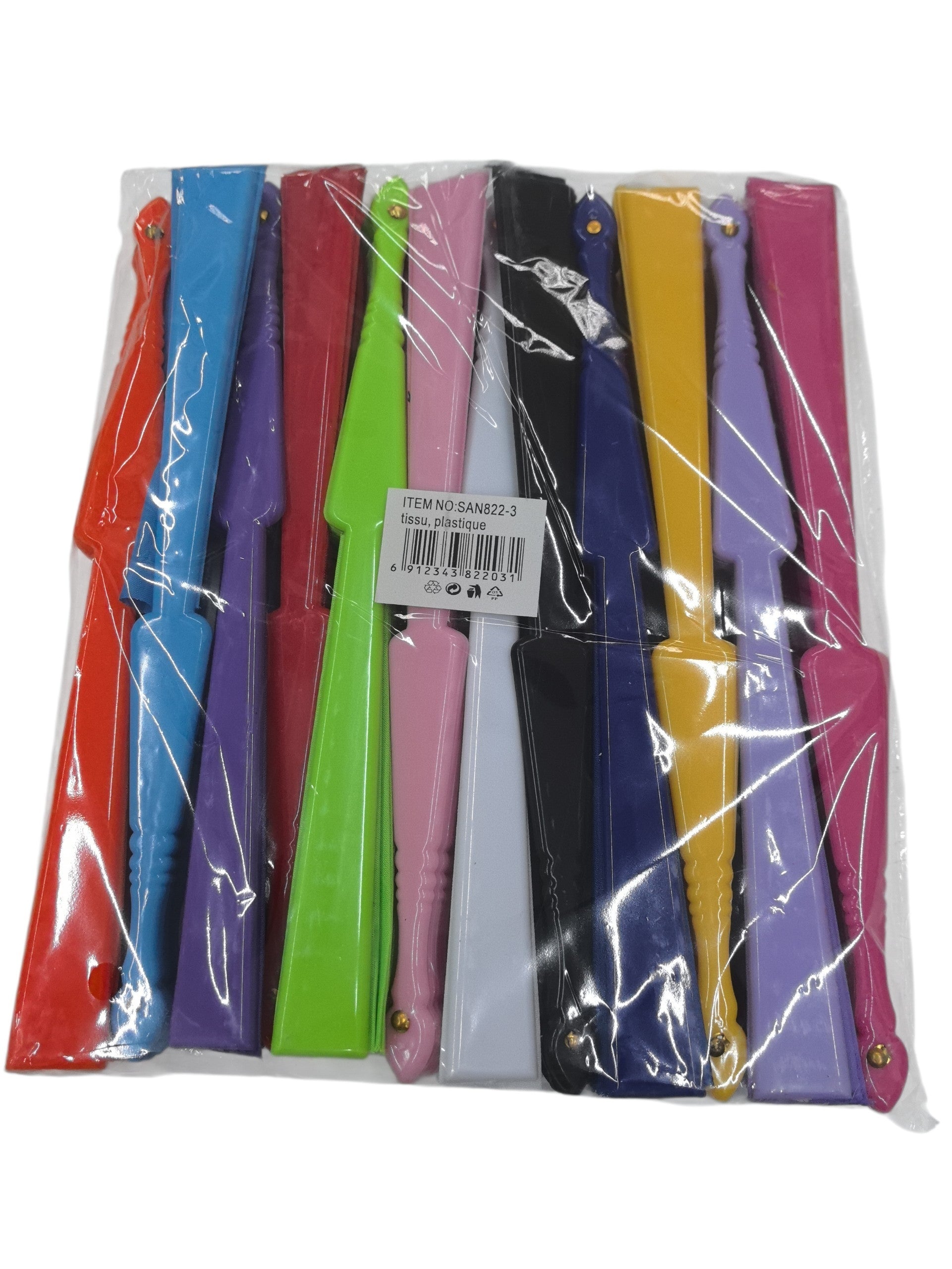 Éventails couleur uni simple (couleurs mélangées)  (x12)