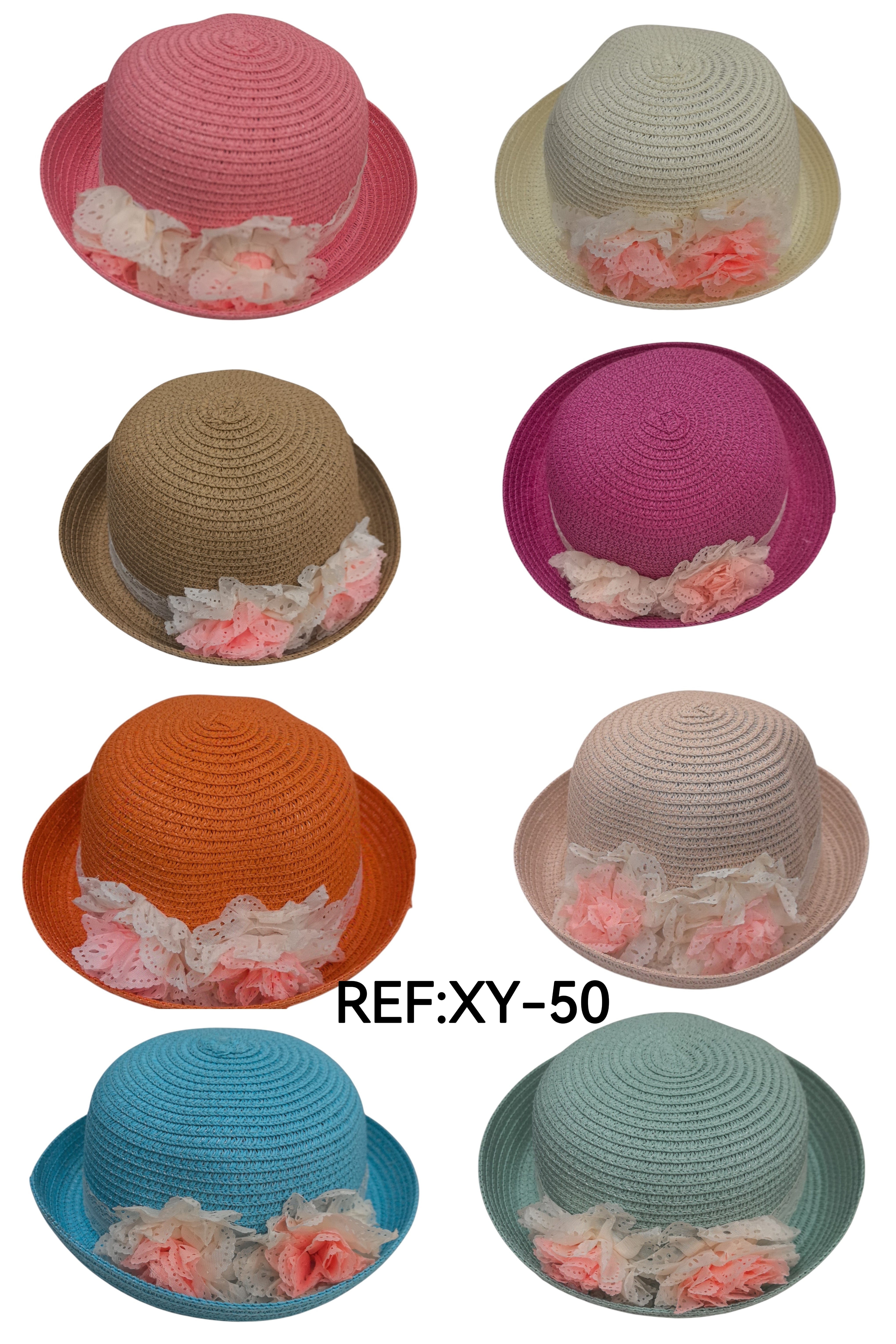 Chapeaux de paille taille enfant motif  fleur (x12) #50