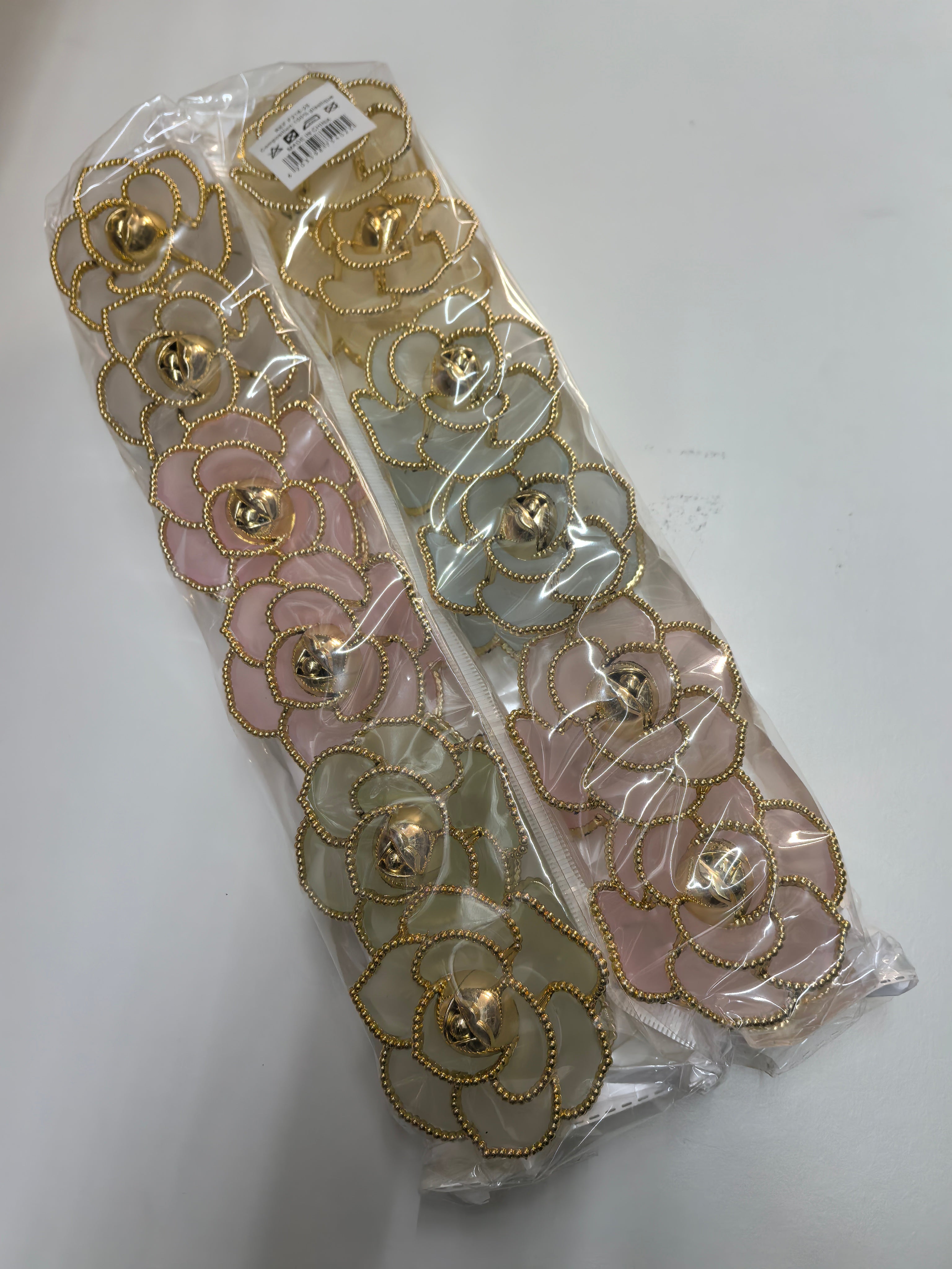 Pince à cheveux camélia bord doré(x12)#25