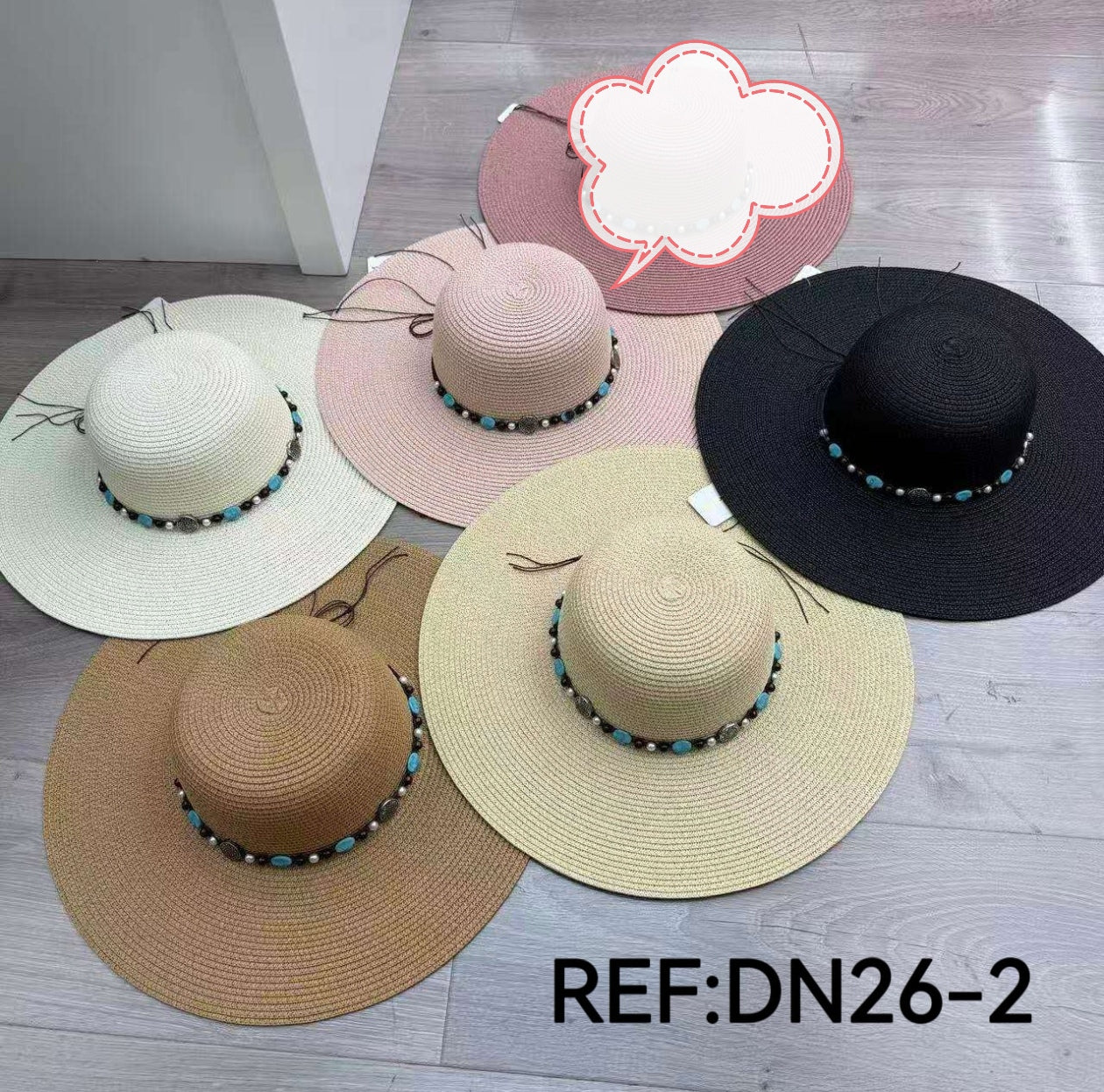 Chapeau de paille à large bord(x12)#2