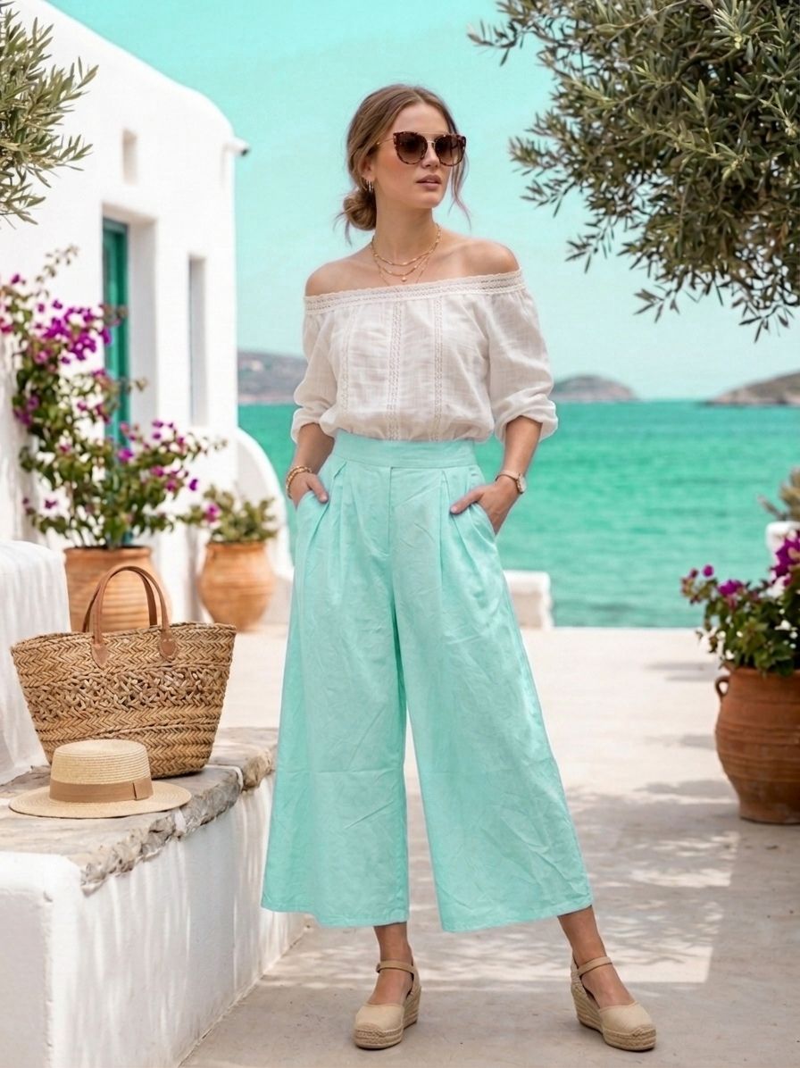 Pantalon Culotte Taille Haute (x8)