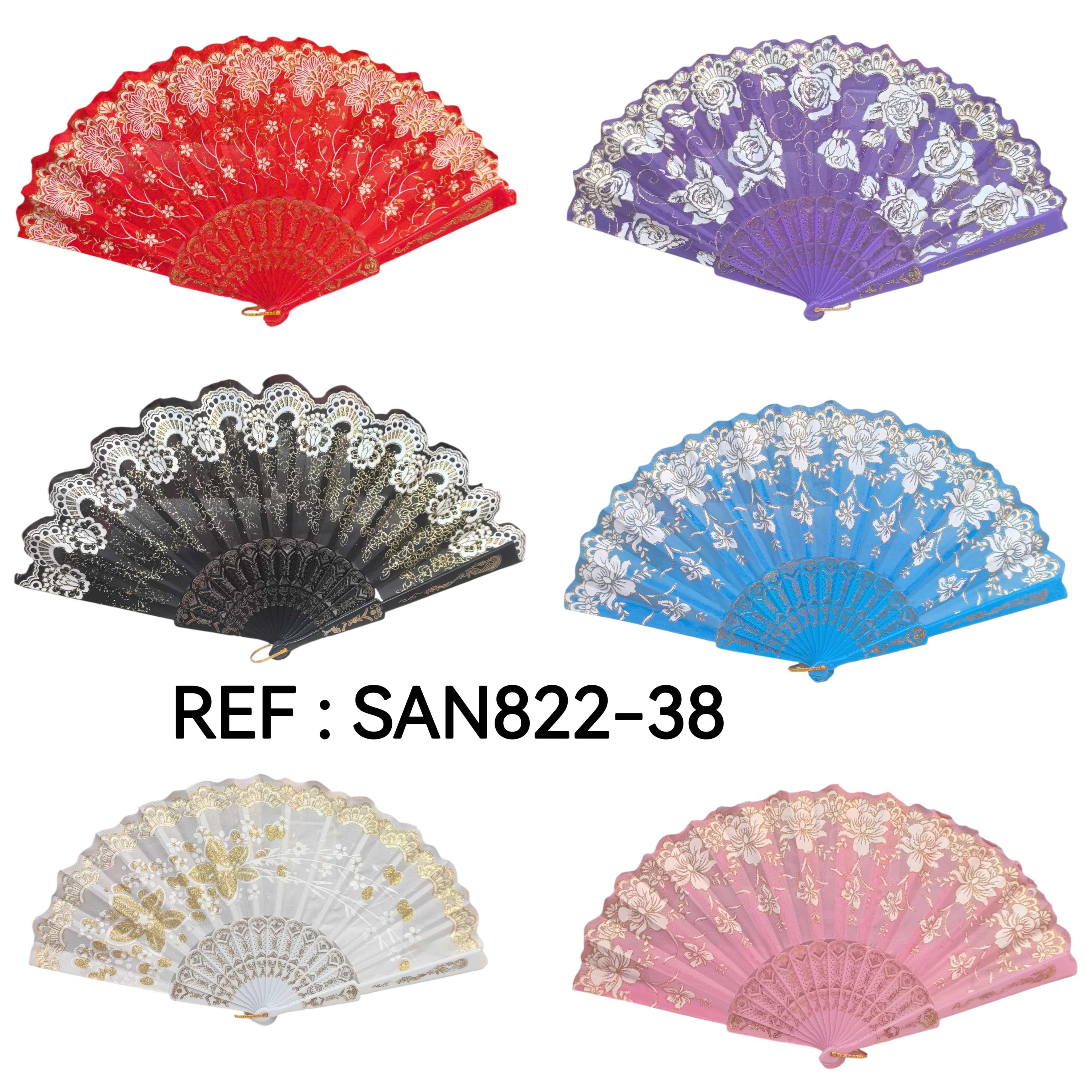 Éventails motif fleur mélange(x12)#38