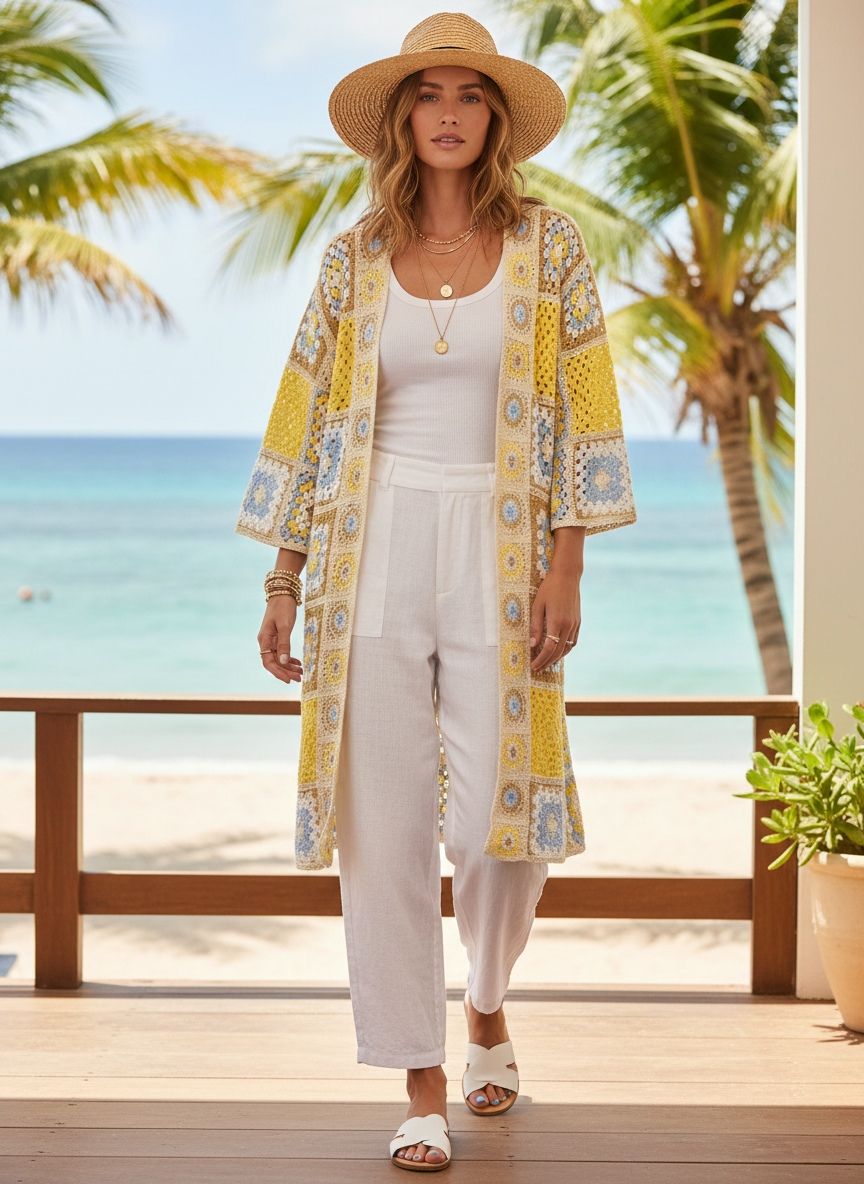 Haut en crochet à motifs Floraux (x6)