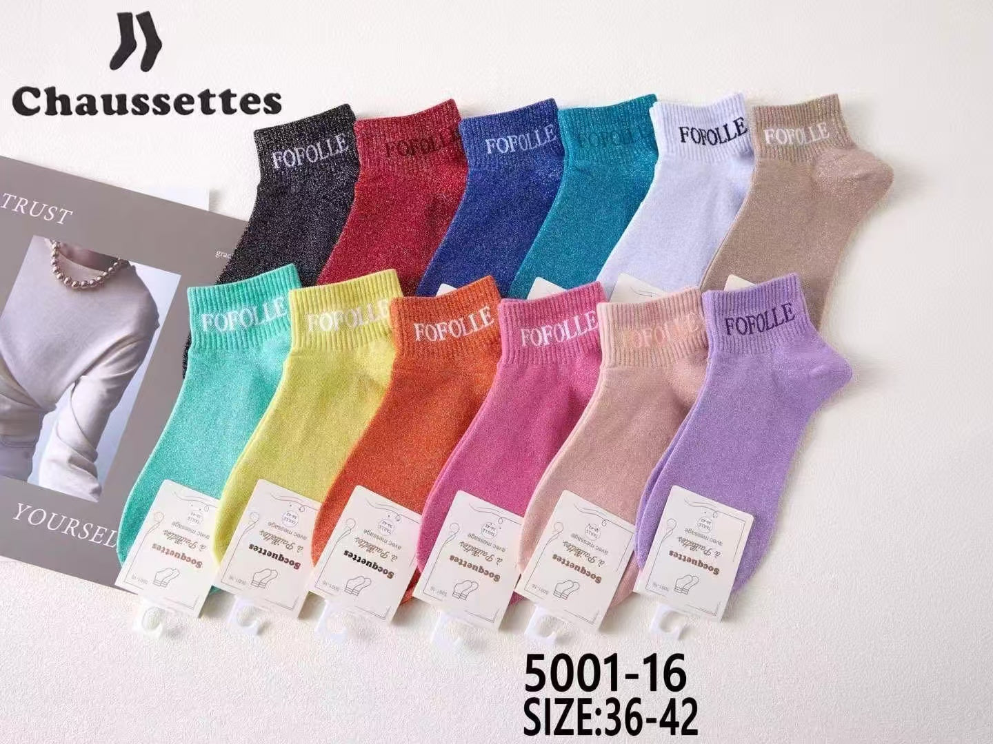 chaussette pailletee avec message(×12)#16