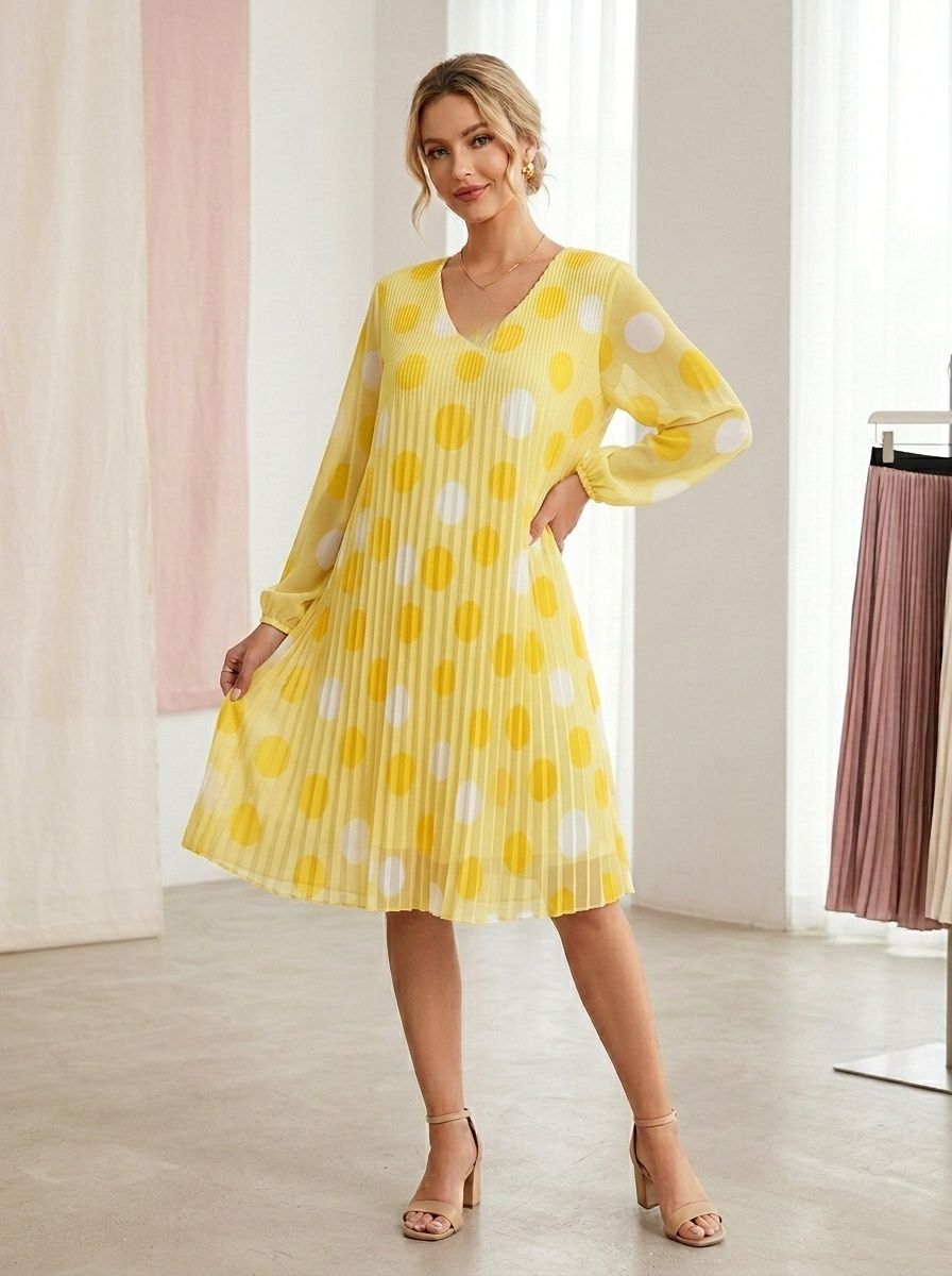 Robe Plissé Imprimée    (x6）